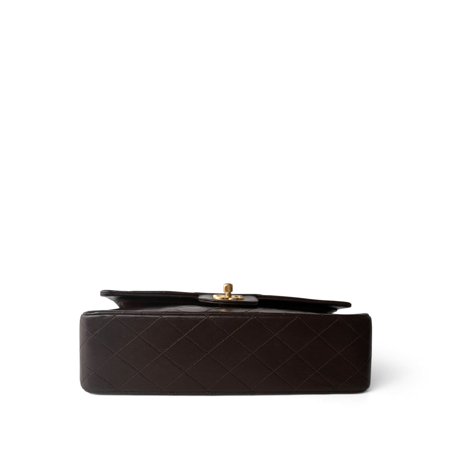 Vintage Dark Brown Lambskin Quilted Classic Flap Medium Gold Hardware