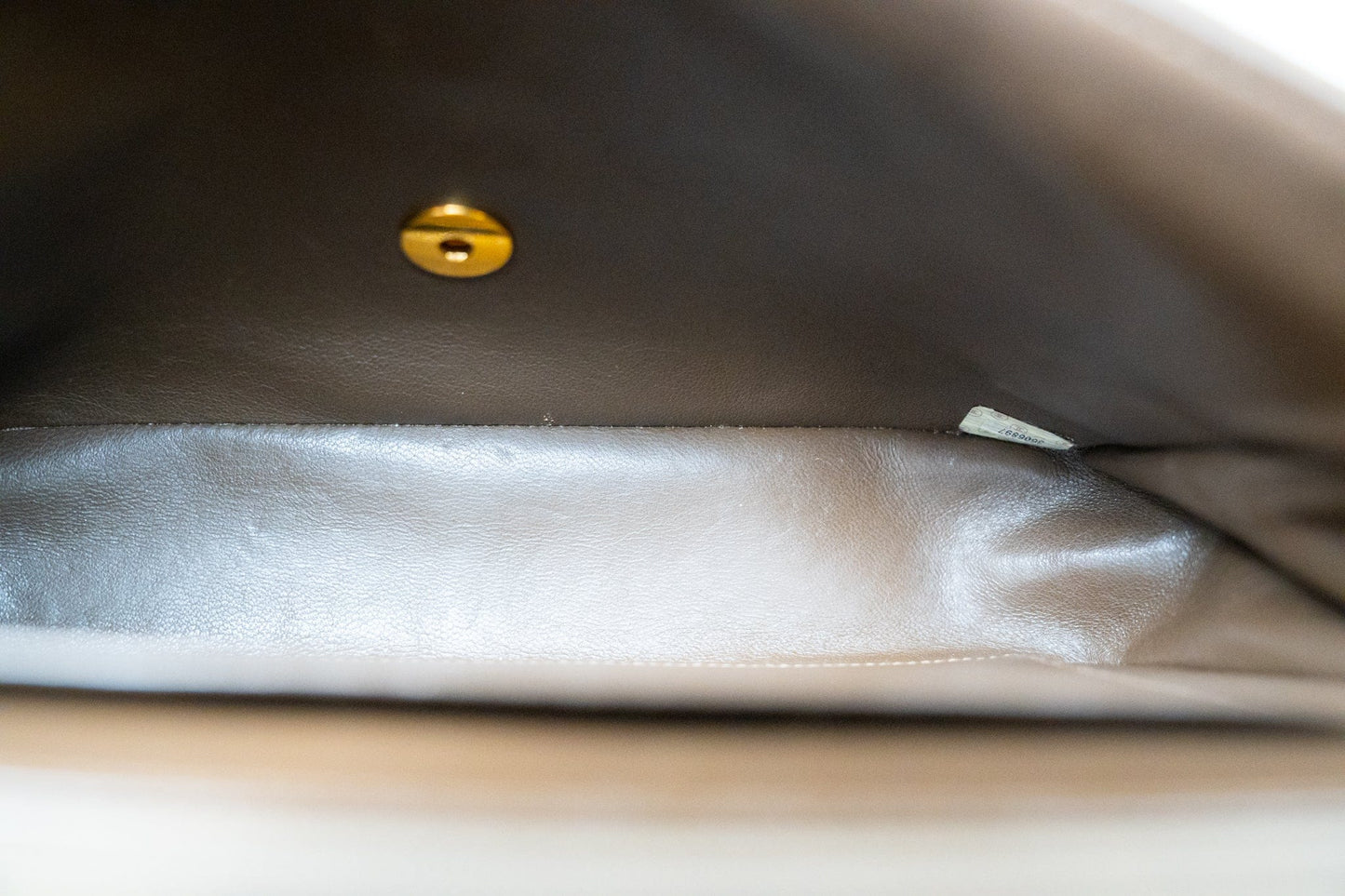 Vintage Matelasse Brown Suede Quilted Single Flap Gold Hardware