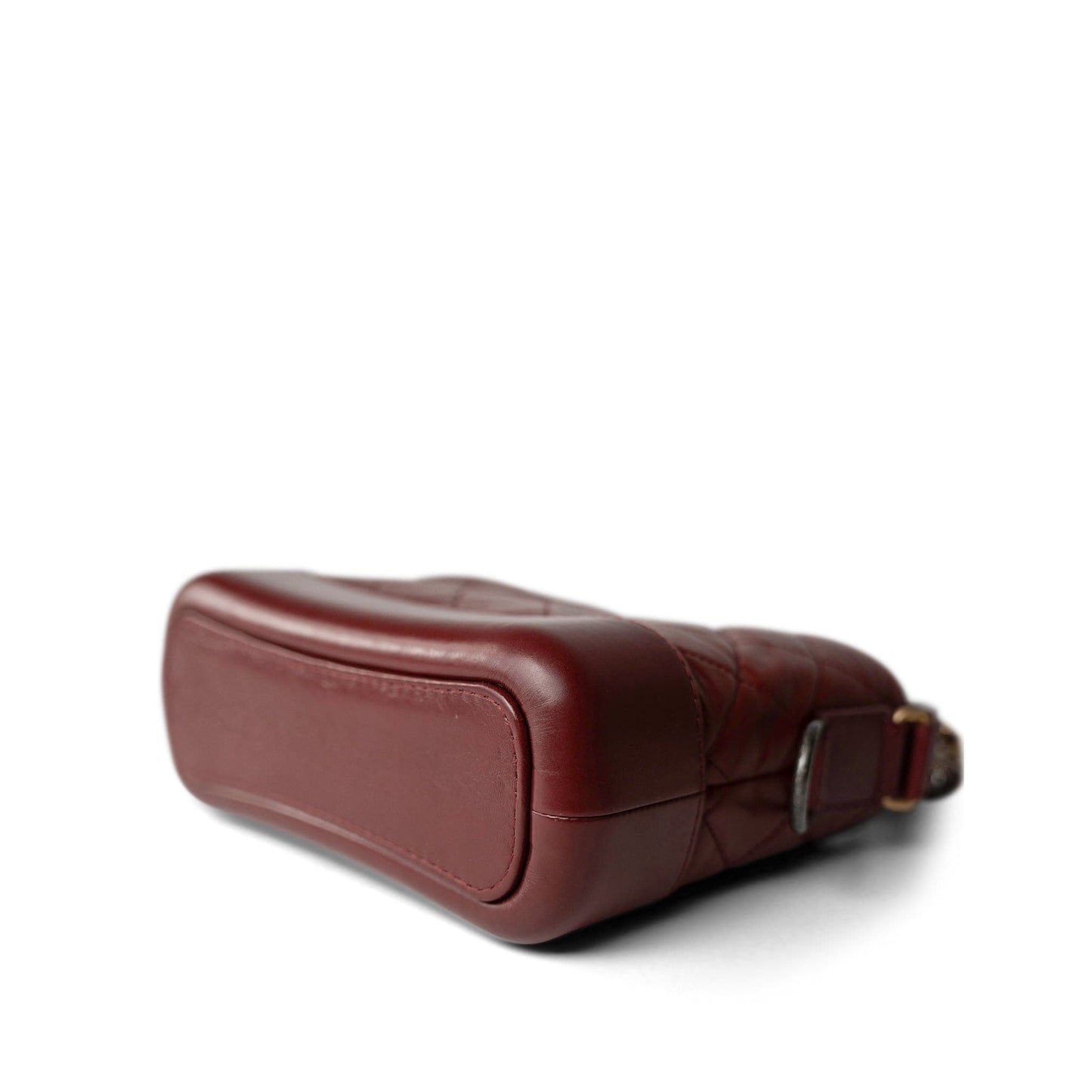 Burgundy Aged Calfskin Quilted Gabrielle Hobo Bag Small Mixed Hardware