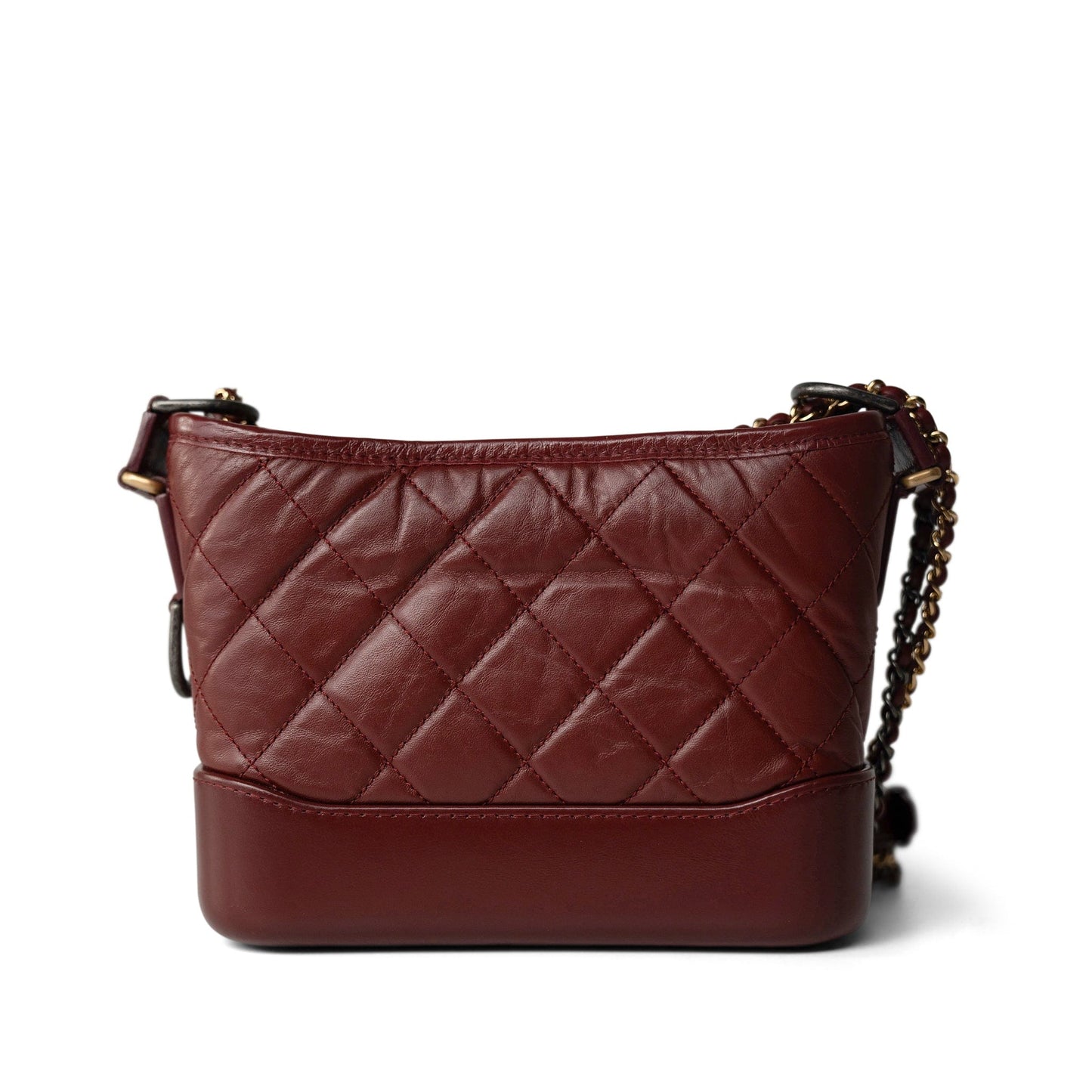 Burgundy Aged Calfskin Quilted Gabrielle Hobo Bag Small Mixed Hardware