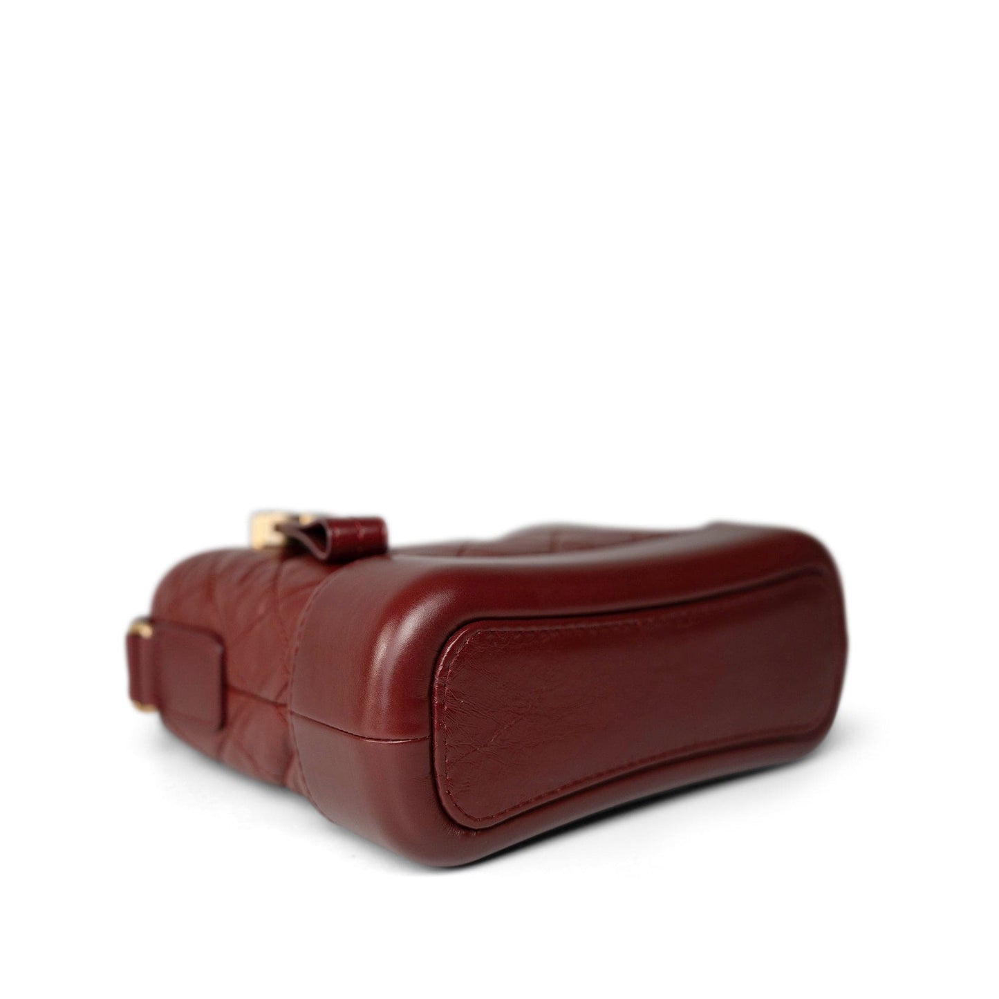 Burgundy Aged Calfskin Quilted Gabrielle Hobo Bag Small Mixed Hardware