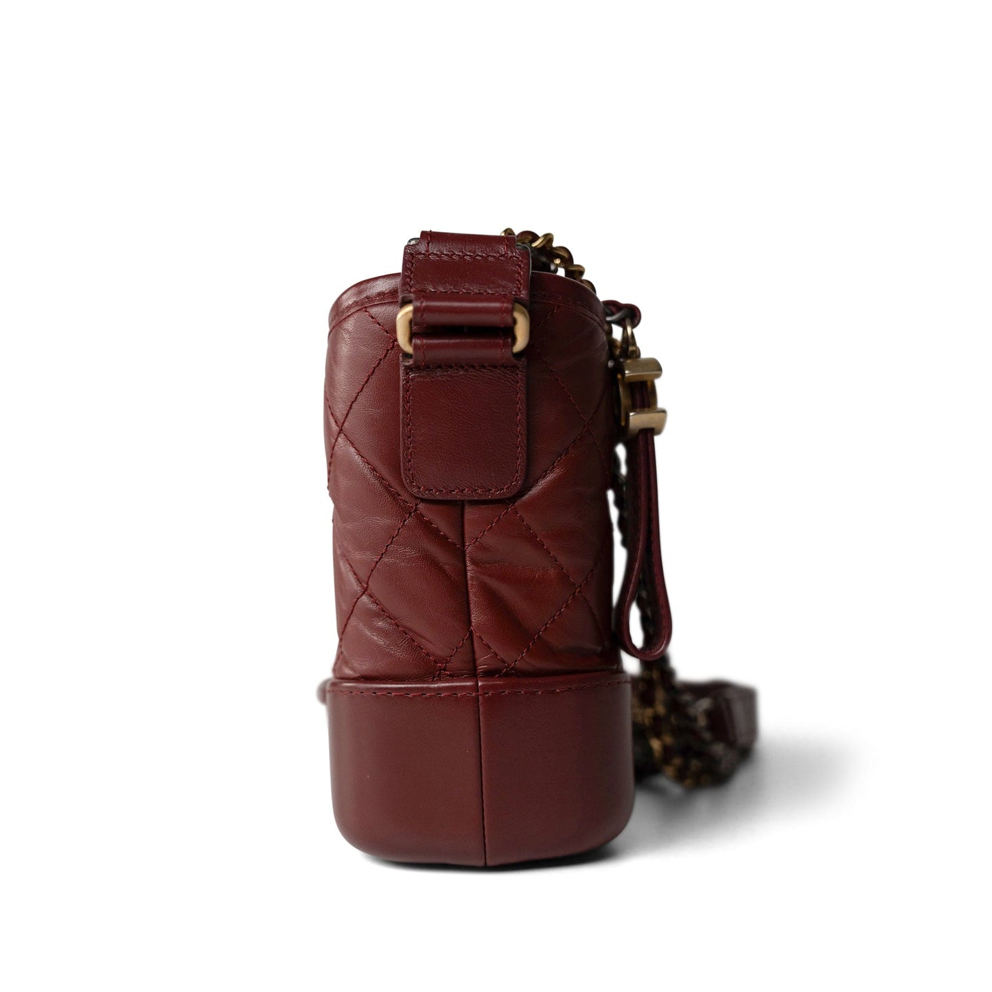 Burgundy Aged Calfskin Quilted Gabrielle Hobo Bag Small Mixed Hardware