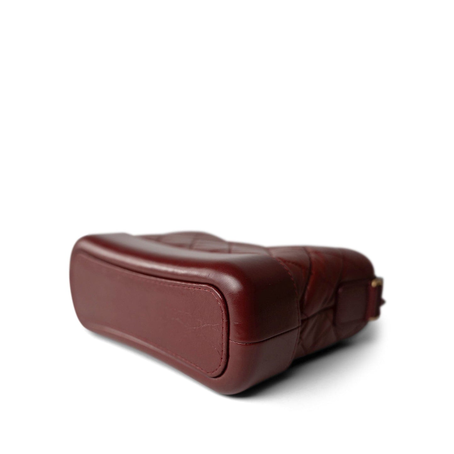 Burgundy Aged Calfskin Quilted Gabrielle Hobo Bag Small Mixed Hardware