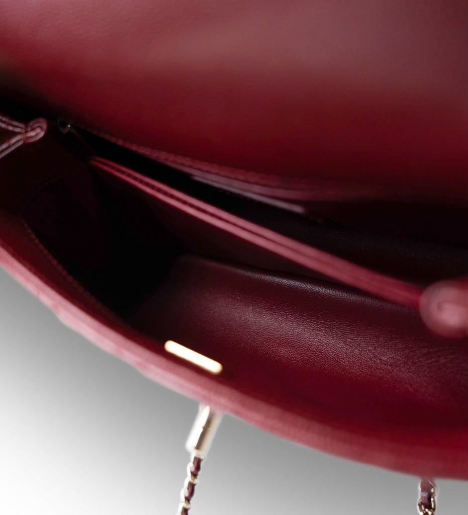 Burgundy Caviar Quilted Coco Handle Small Light Gold Hardware