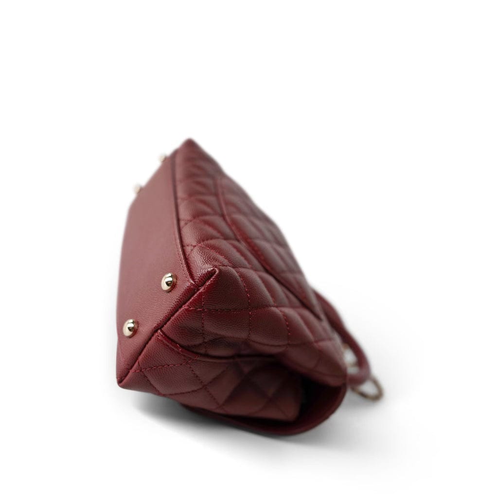 Burgundy Caviar Quilted Coco Handle Small Light Gold Hardware