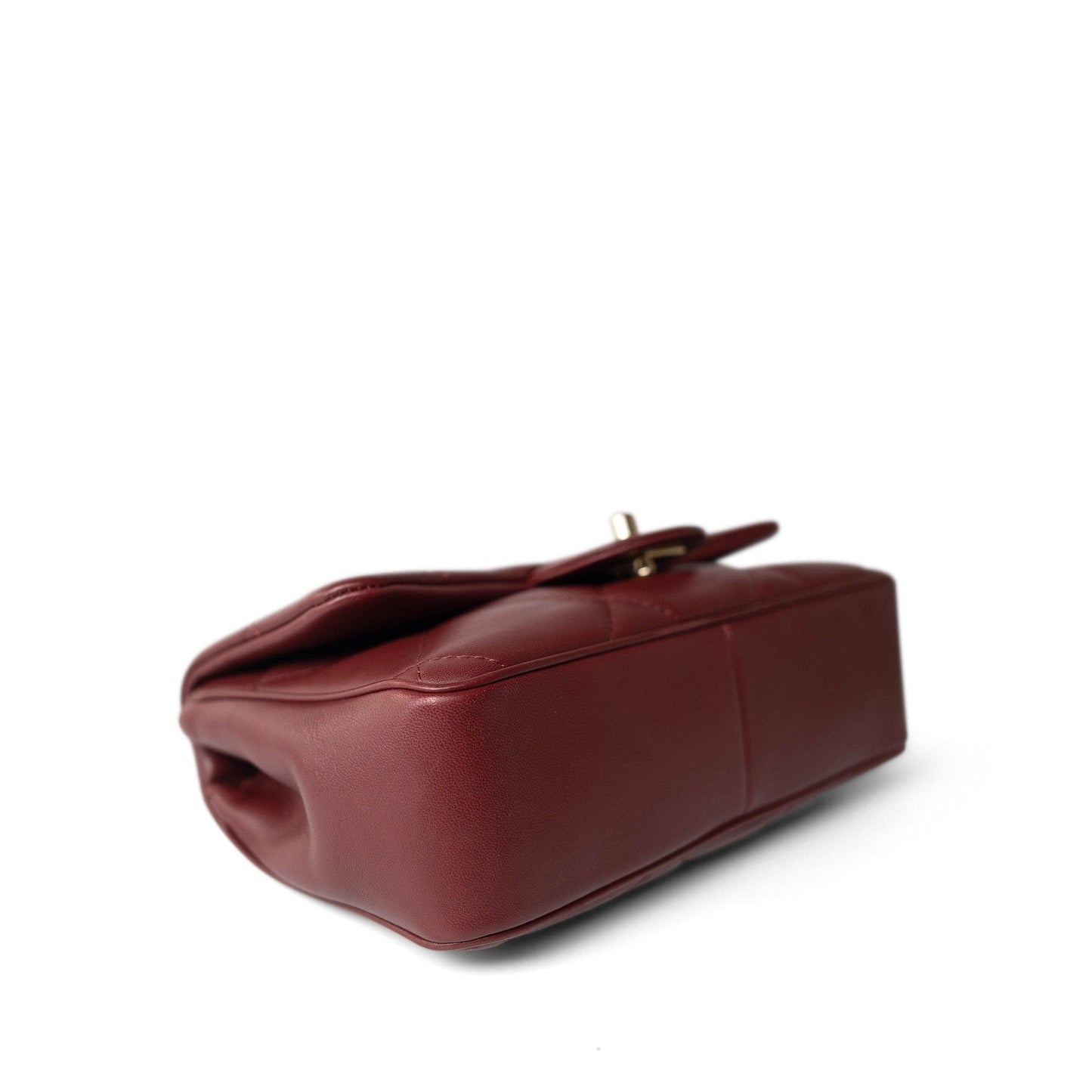 Easy Carry Flap Burgundy Lambskin Quilted Light Gold Hardware