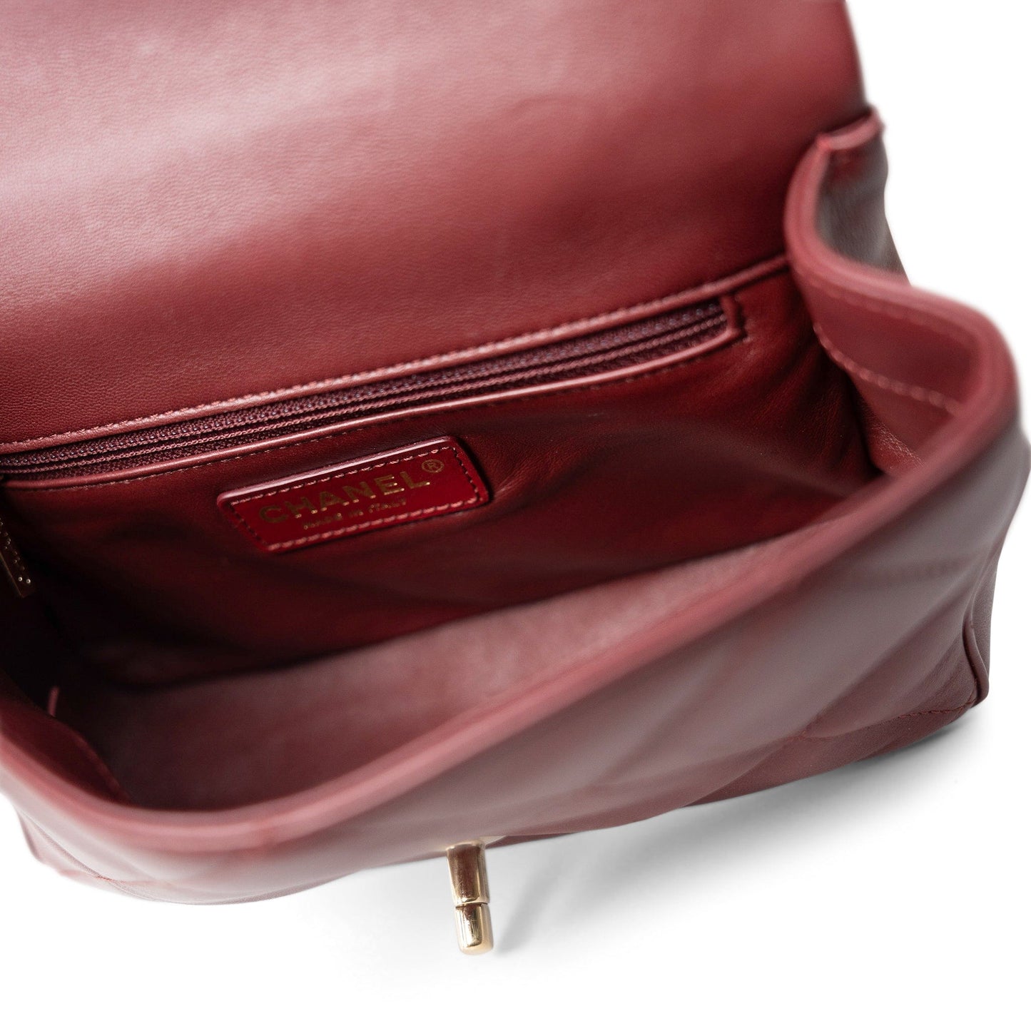 Easy Carry Flap Burgundy Lambskin Quilted Light Gold Hardware