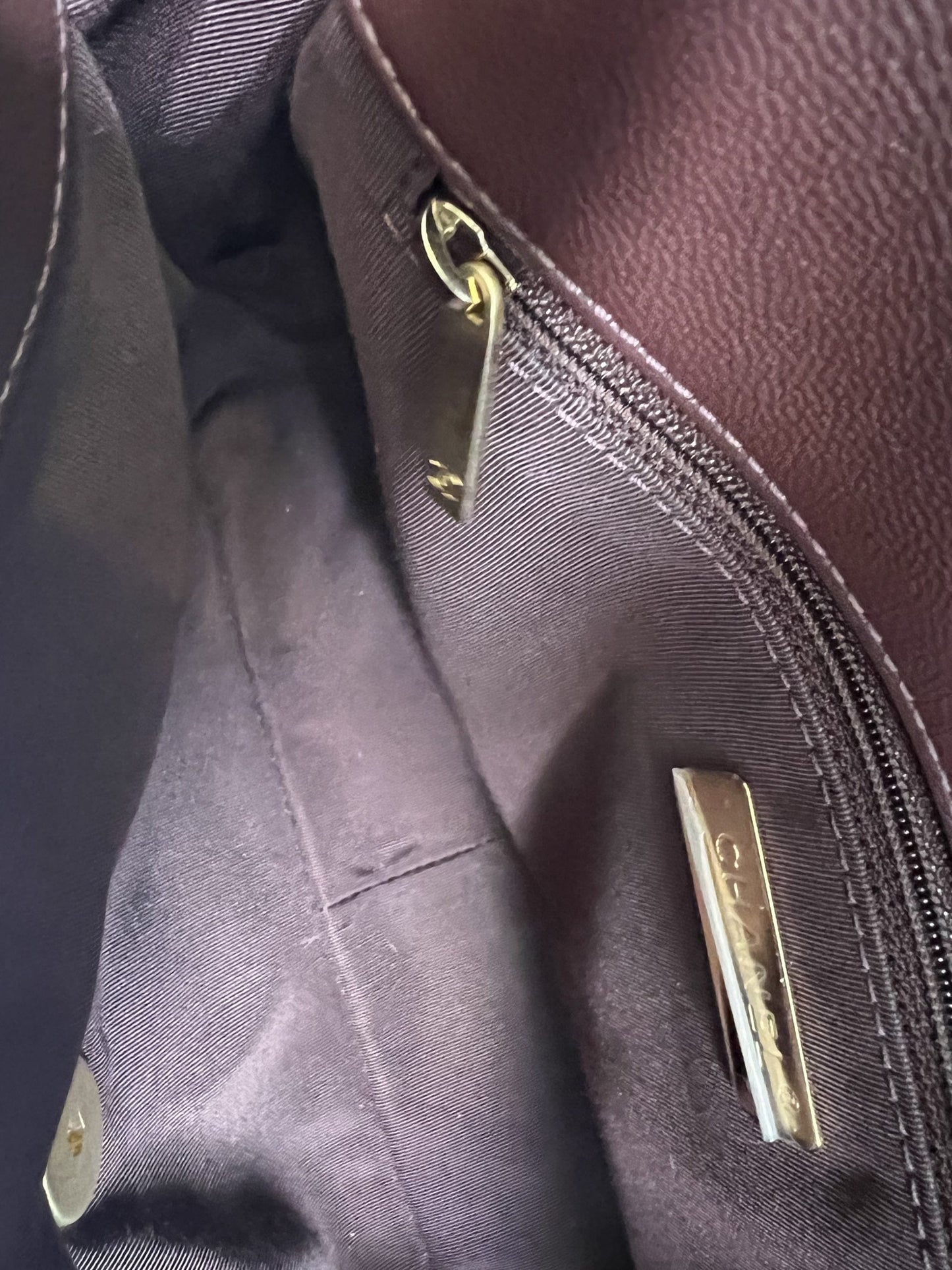 Burgundy Goatskin Quilted 19 Flap Medium/Large Mixed Hardware