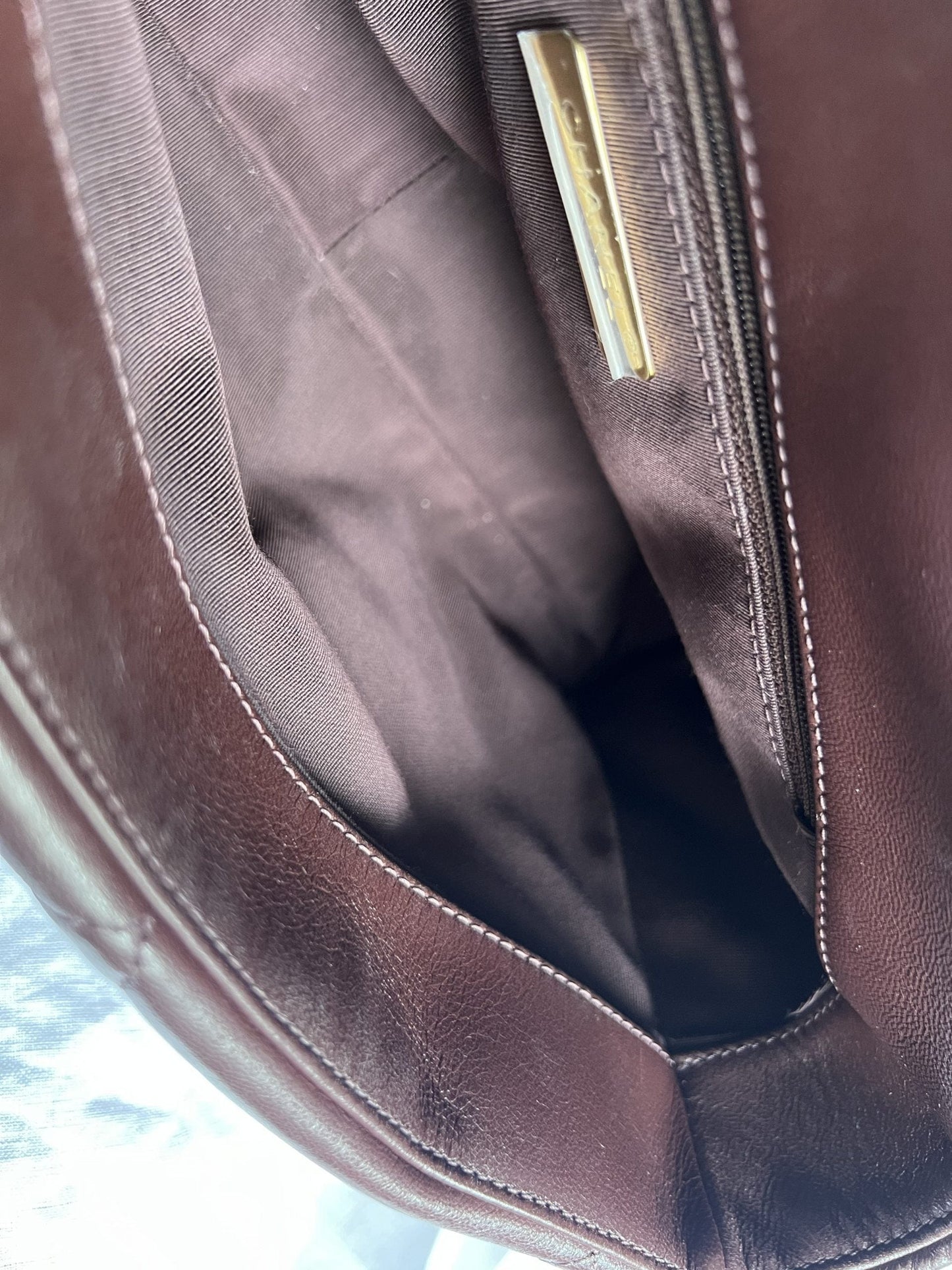 Burgundy Goatskin Quilted 19 Flap Medium/Large Mixed Hardware