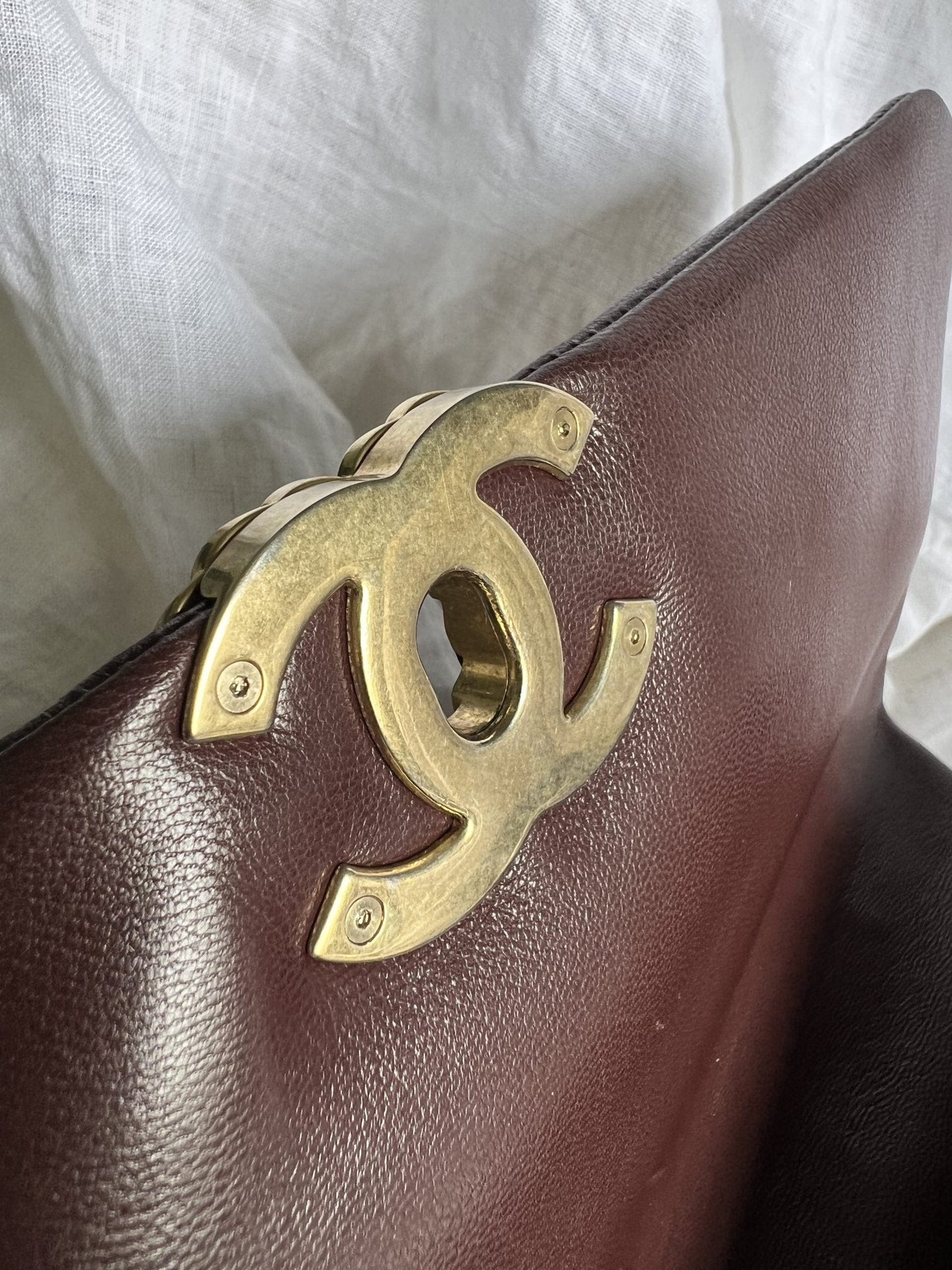 Burgundy Goatskin Quilted 19 Flap Medium/Large Mixed Hardware