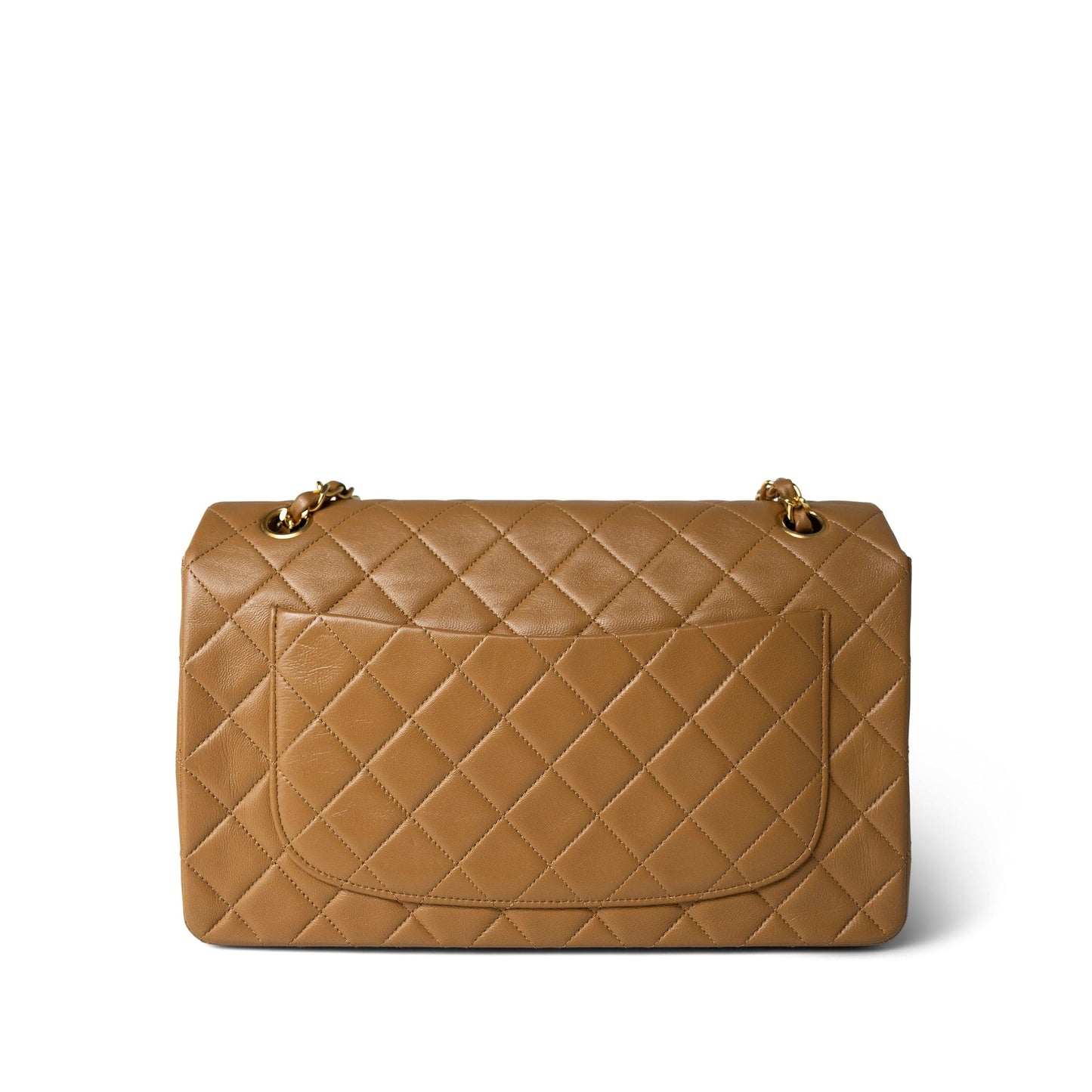 Vintage Caramel Quilted Single Flap Medium Gold Hardware
