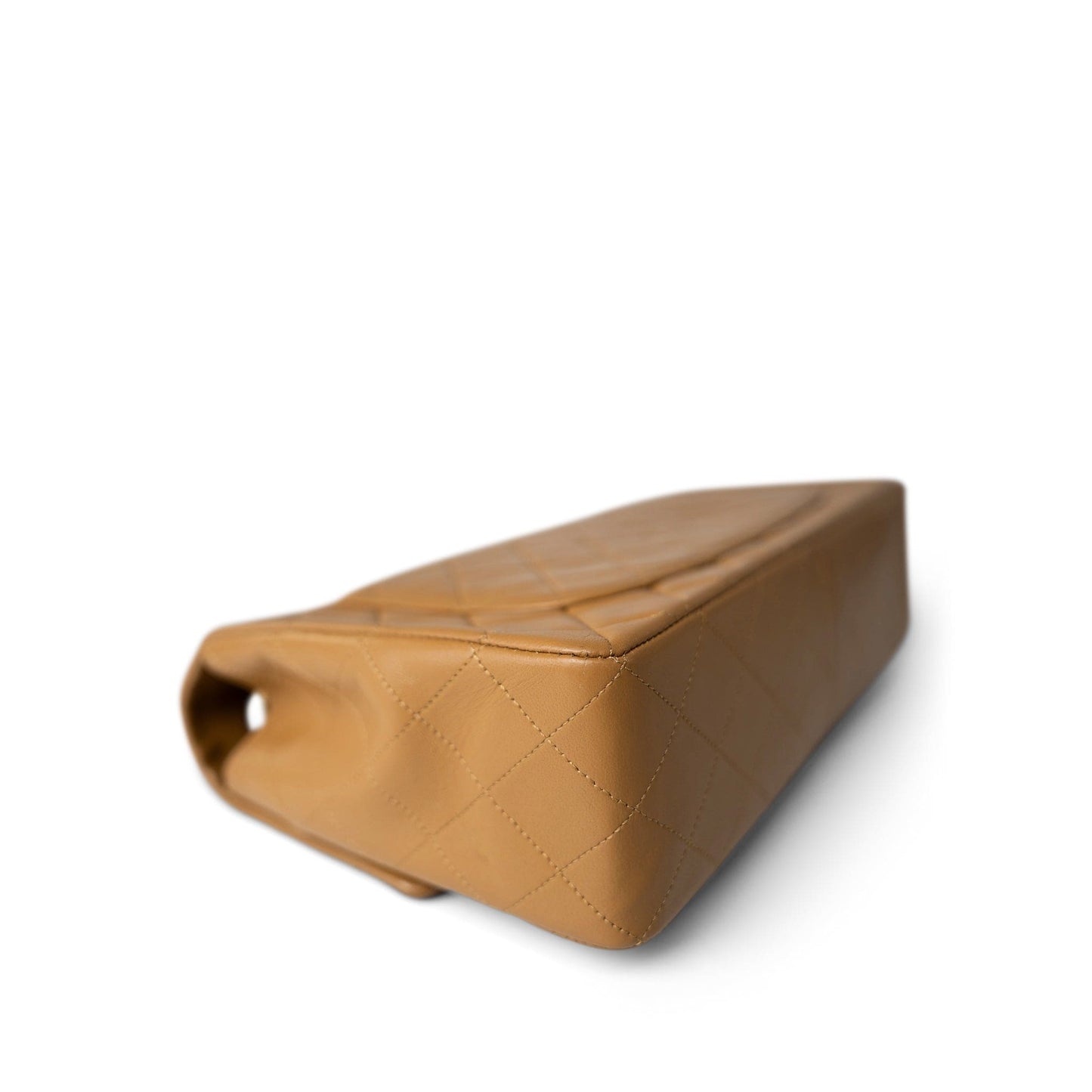 Vintage Caramel Quilted Single Flap Medium Gold Hardware