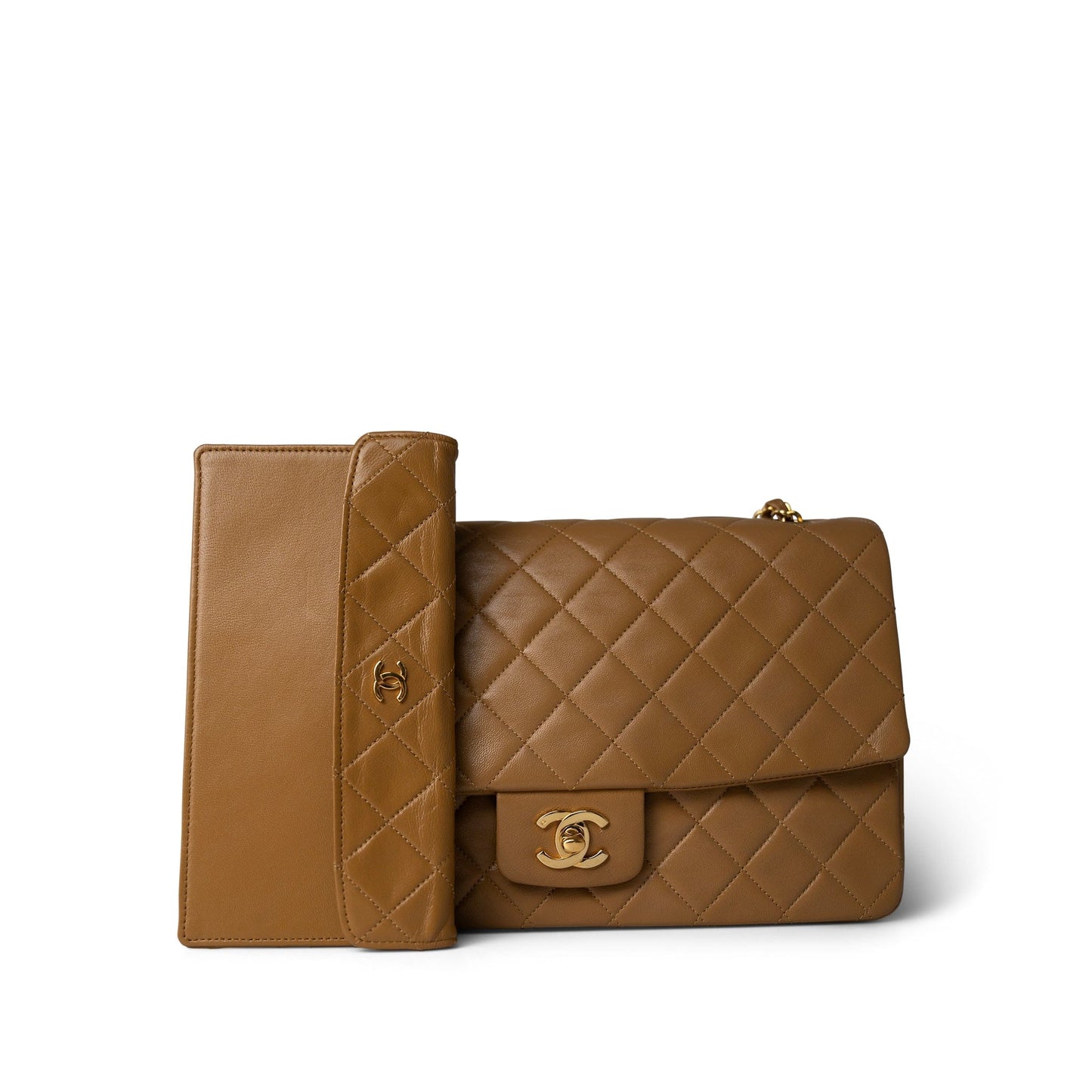 Vintage Caramel Quilted Single Flap Medium Gold Hardware