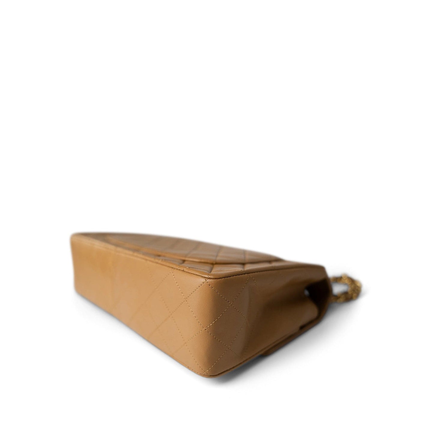 Vintage Caramel Quilted Single Flap Medium Gold Hardware