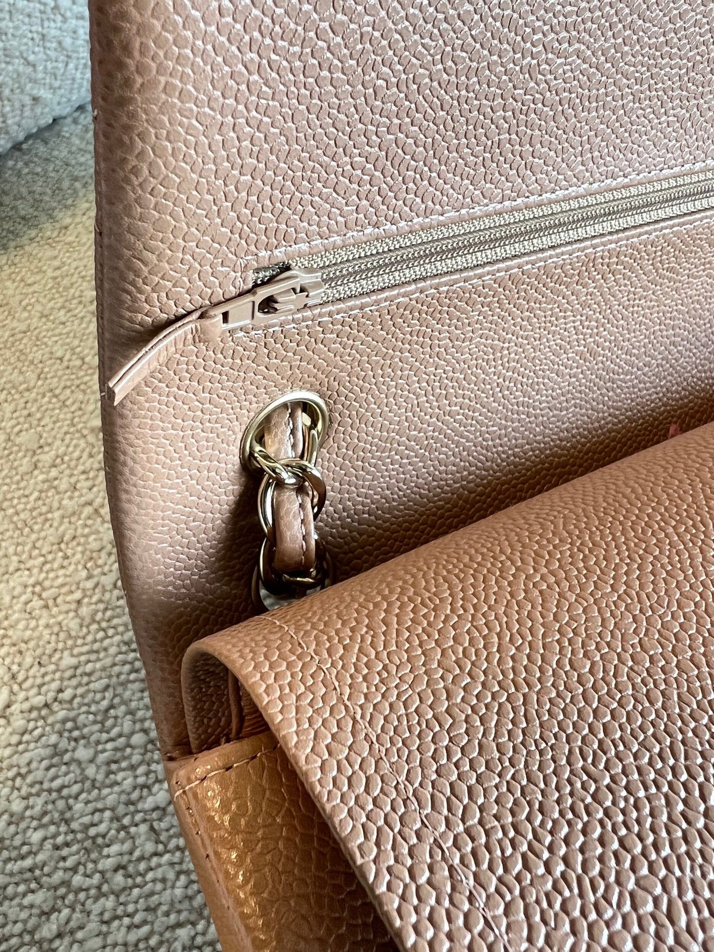 Chanel 18S Dark Beige Caviar Quilted Classic Flap Jumbo LGHW