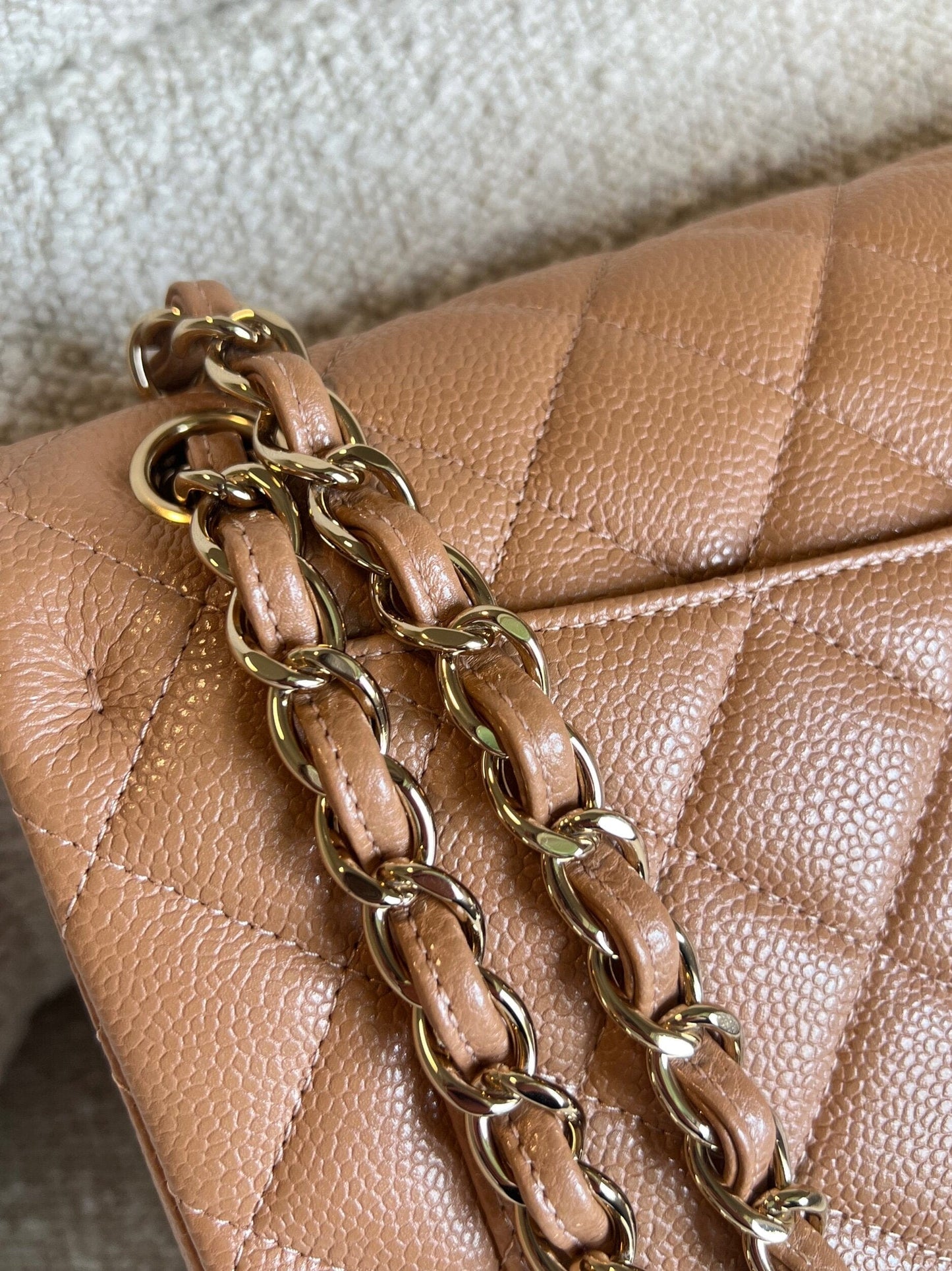 Chanel 18S Dark Beige Caviar Quilted Classic Flap Jumbo LGHW