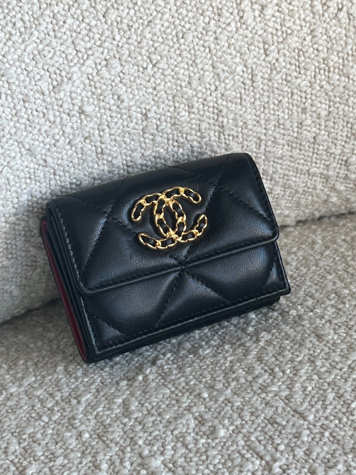 Chanel 19 Flap Lambskin Coin Purse Black