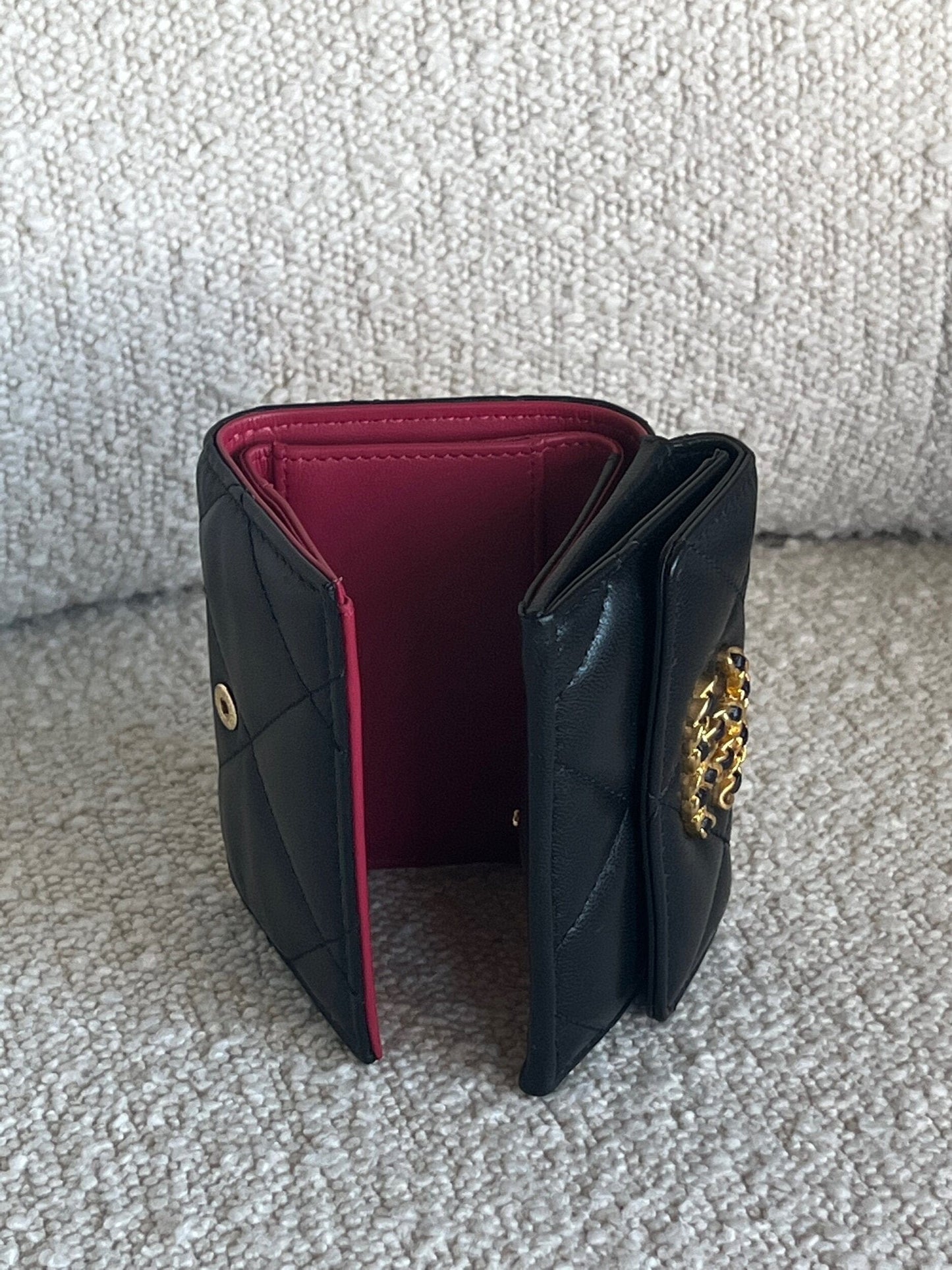 Chanel 19 Flap Lambskin Coin Purse Black