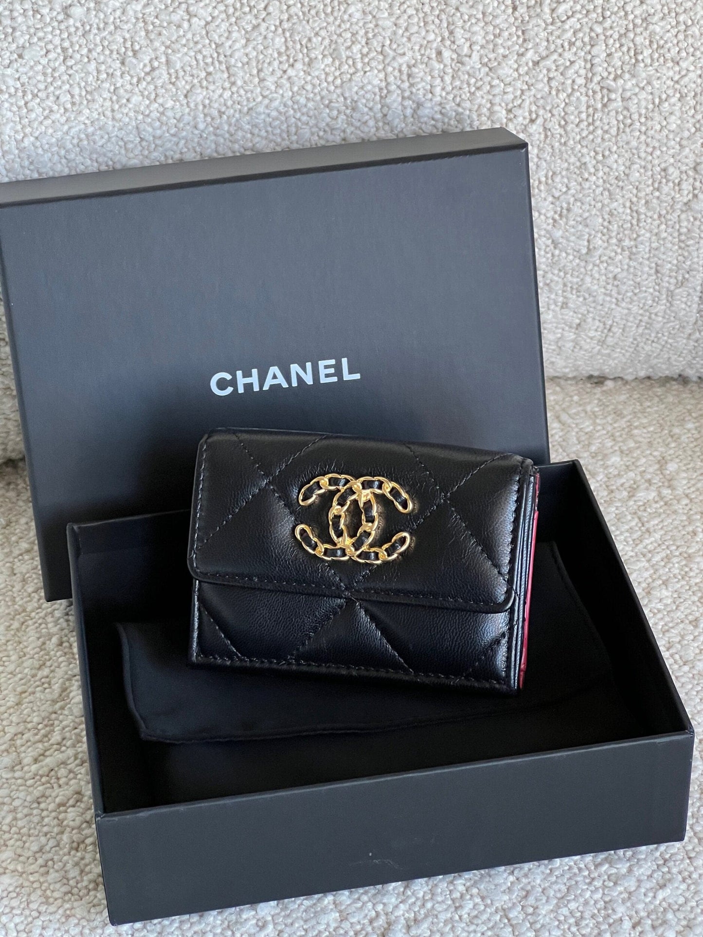 Chanel 19 Flap Lambskin Coin Purse Black