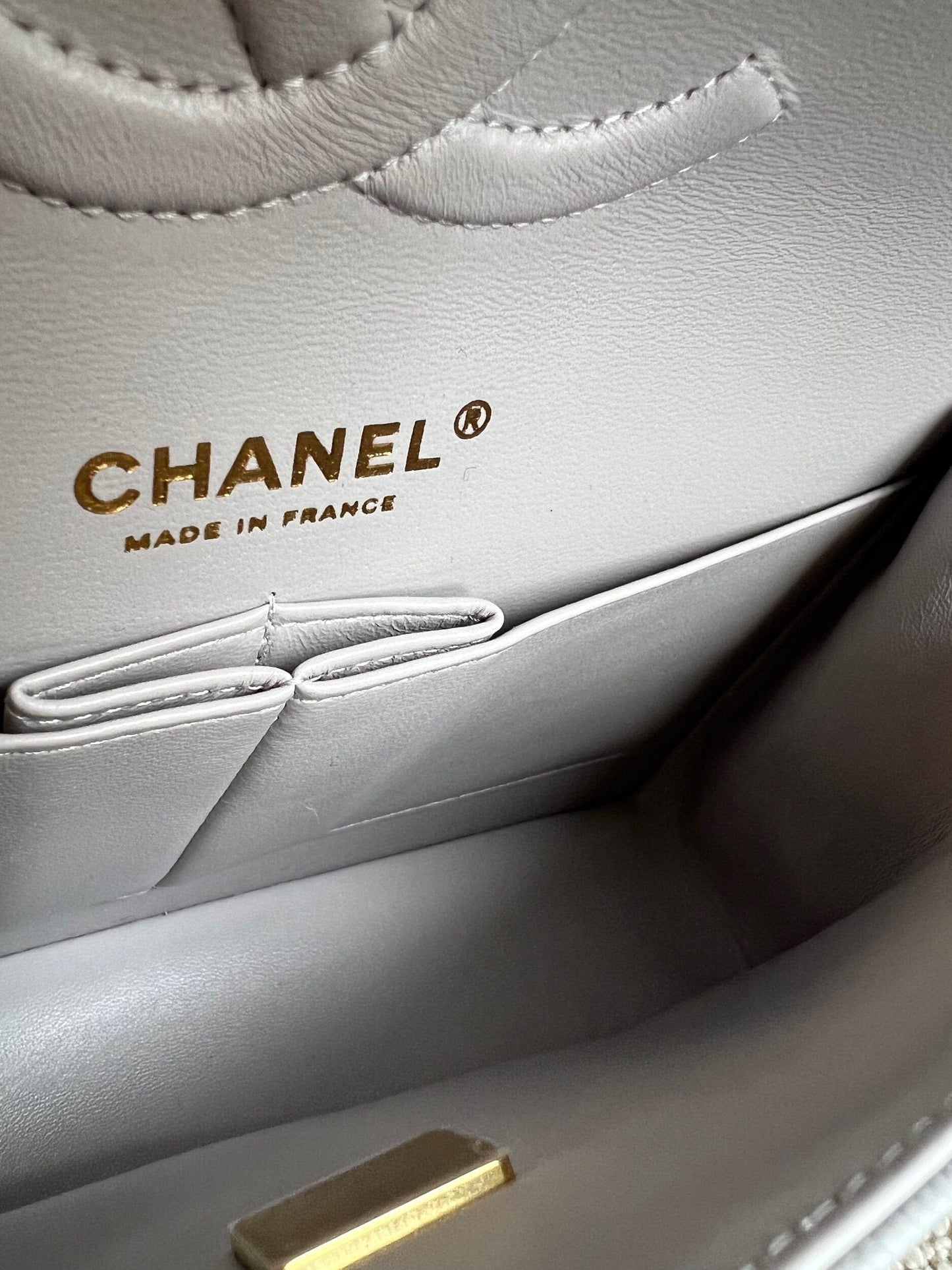 Chanel 21A Grey Caviar Quilted Medium Classic Flap LGHW