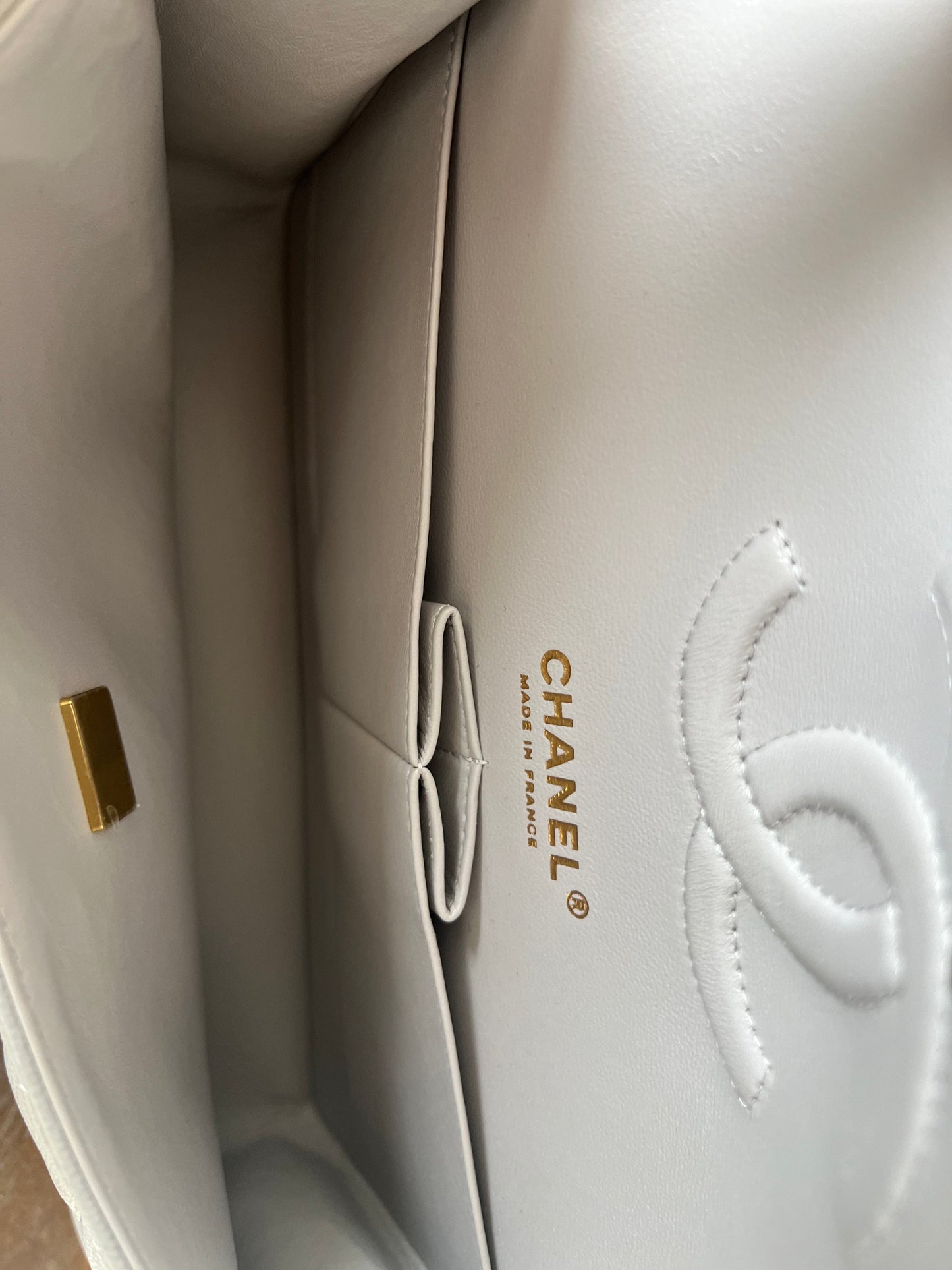 Chanel 21A Grey Caviar Quilted Medium Classic Flap LGHW