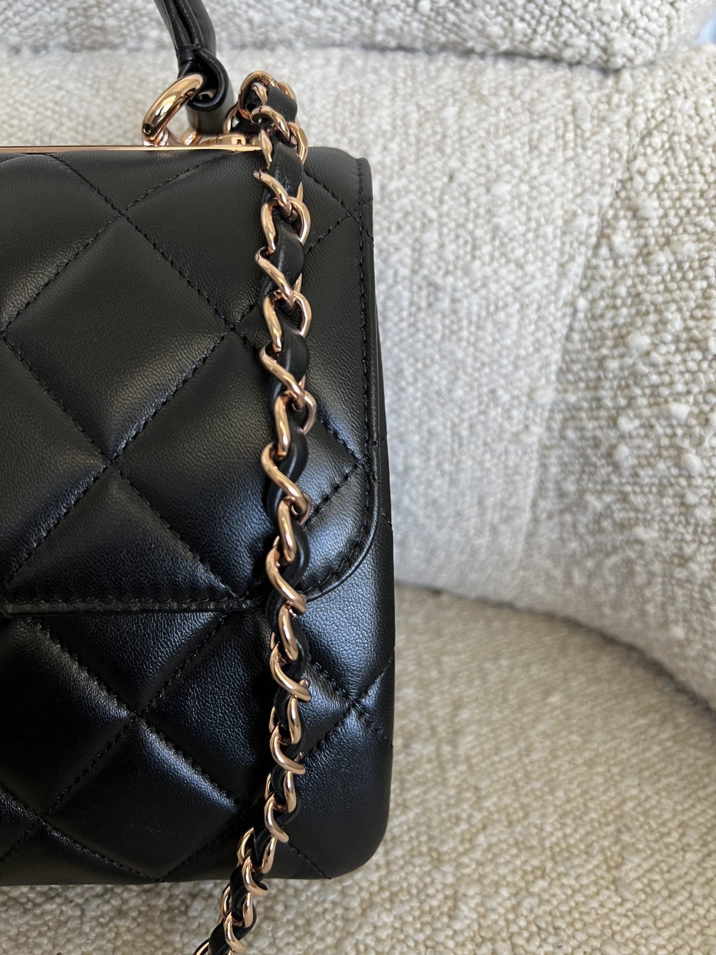 Chanel 21B Black Lambskin Quilted Trendy CC Rose Gold Hardware
