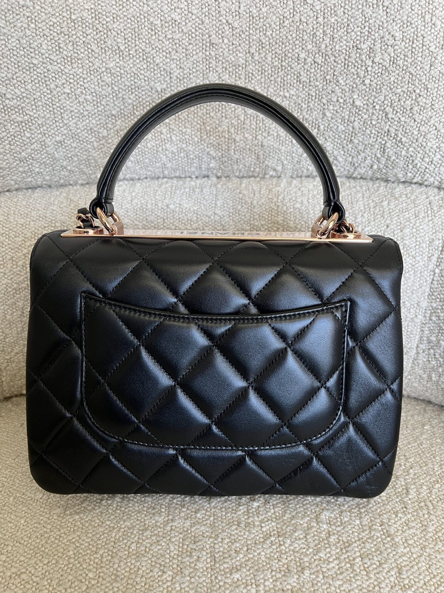 Chanel 21B Black Lambskin Quilted Trendy CC Rose Gold Hardware