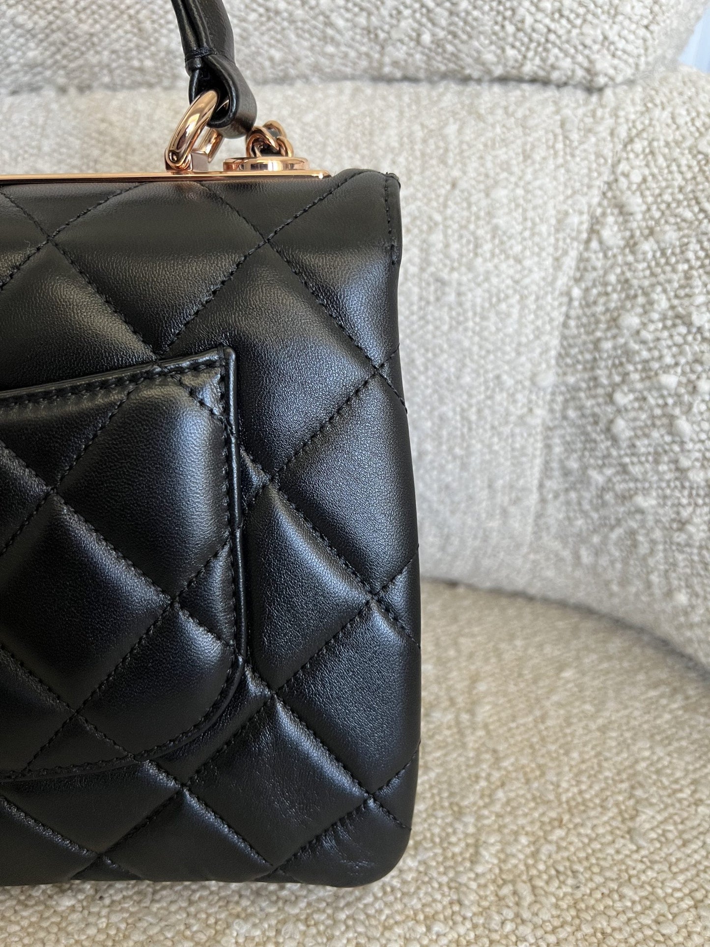 Chanel 21B Black Lambskin Quilted Trendy CC Rose Gold Hardware