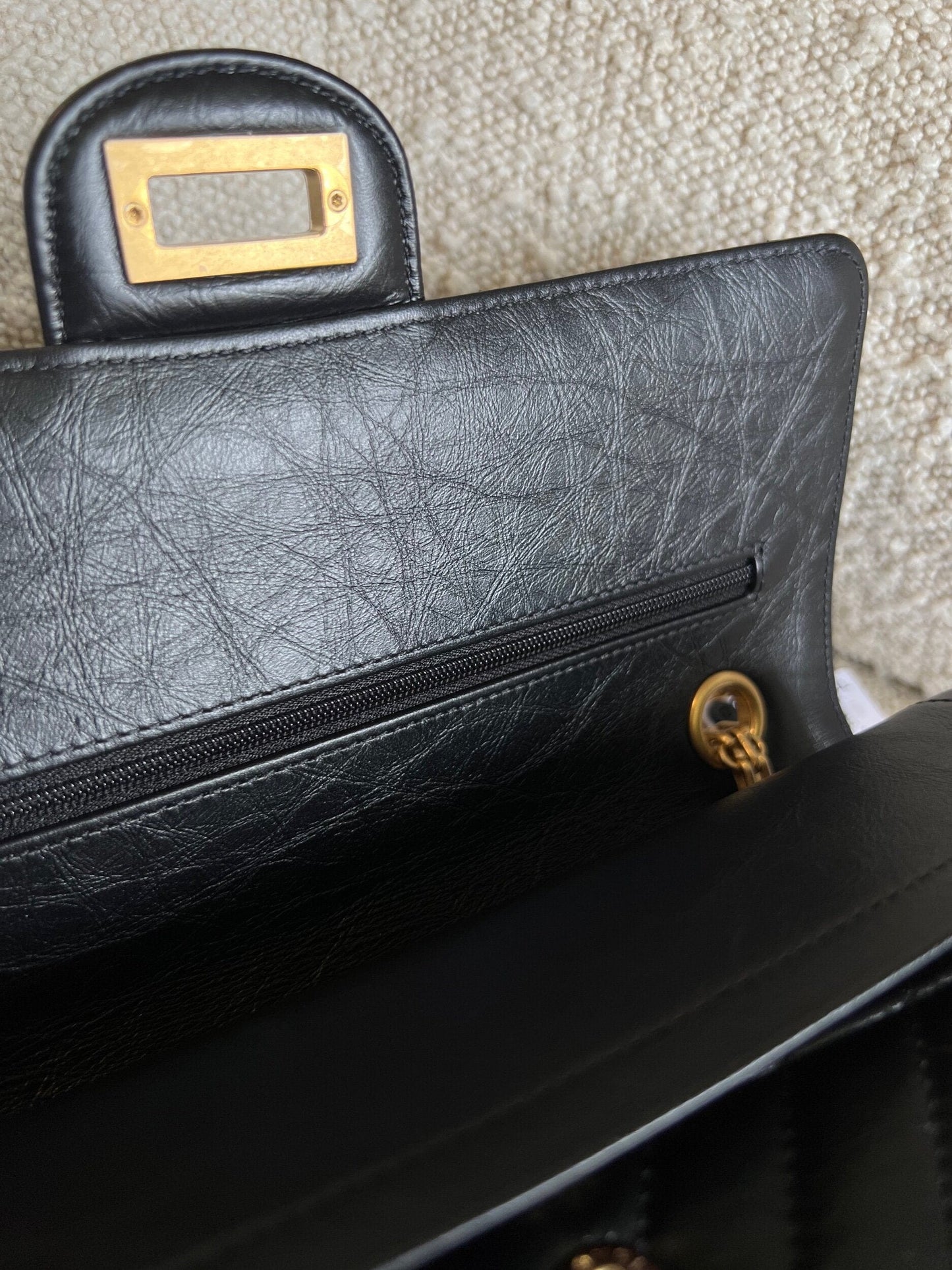 Chanel 21K Reissue 2.55 Black Chevron Aged Calfskin Quilted 225 (Medium) AGHW