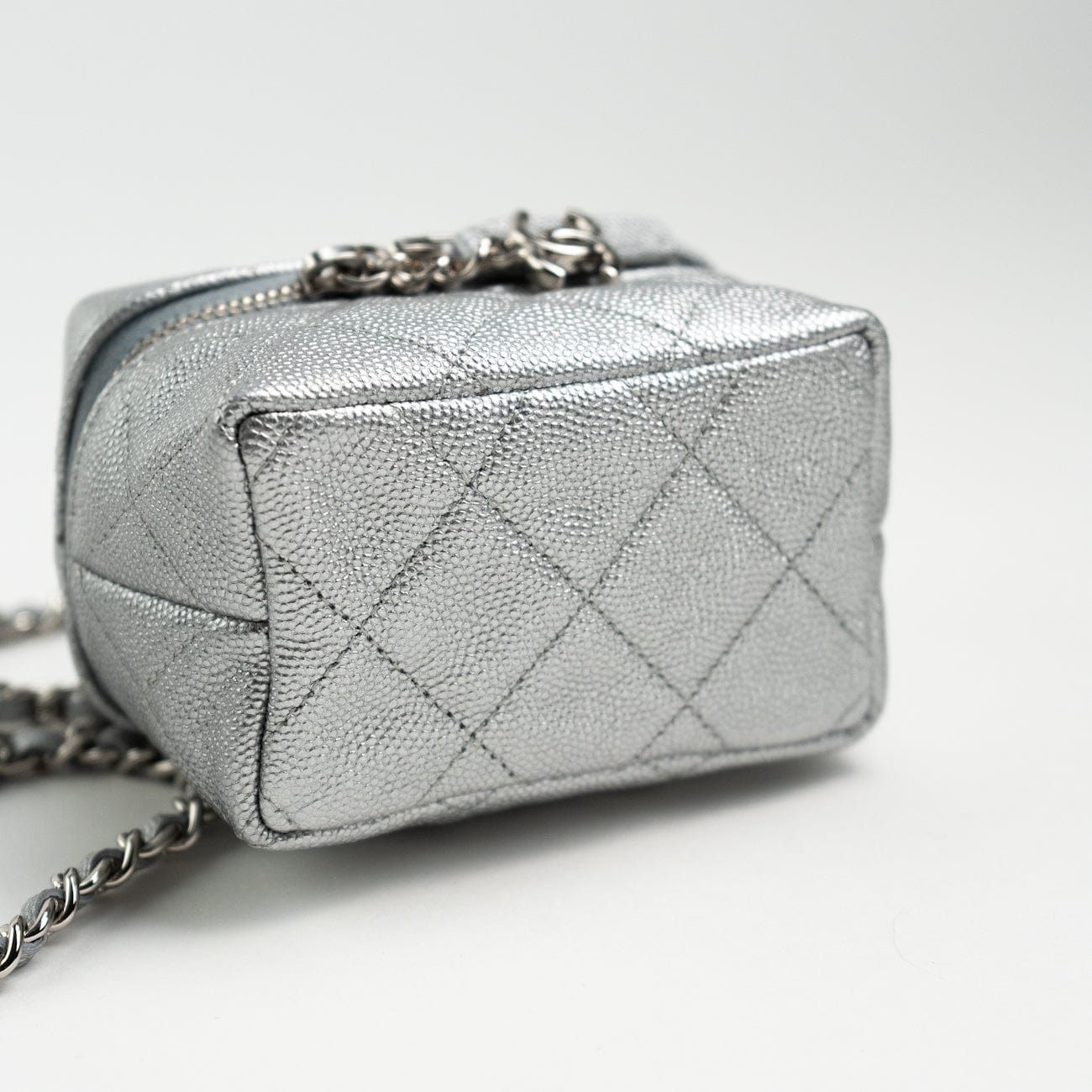 Chanel 21S Metallic Silver Micro Vanity Grained Calfskin SHW