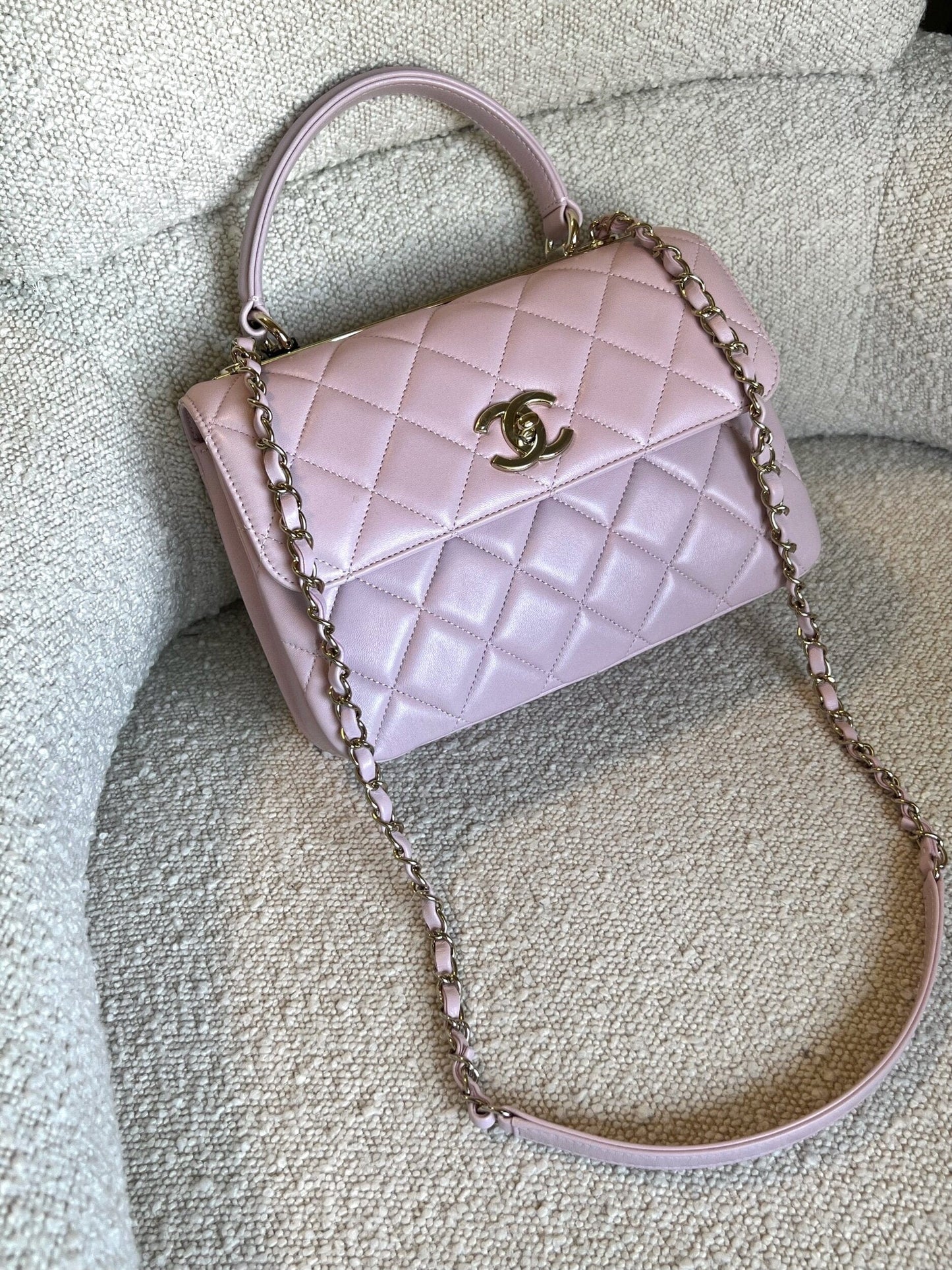 Chanel 21S Small Light Pink Lambskin Quilted Trendy CC LGHW