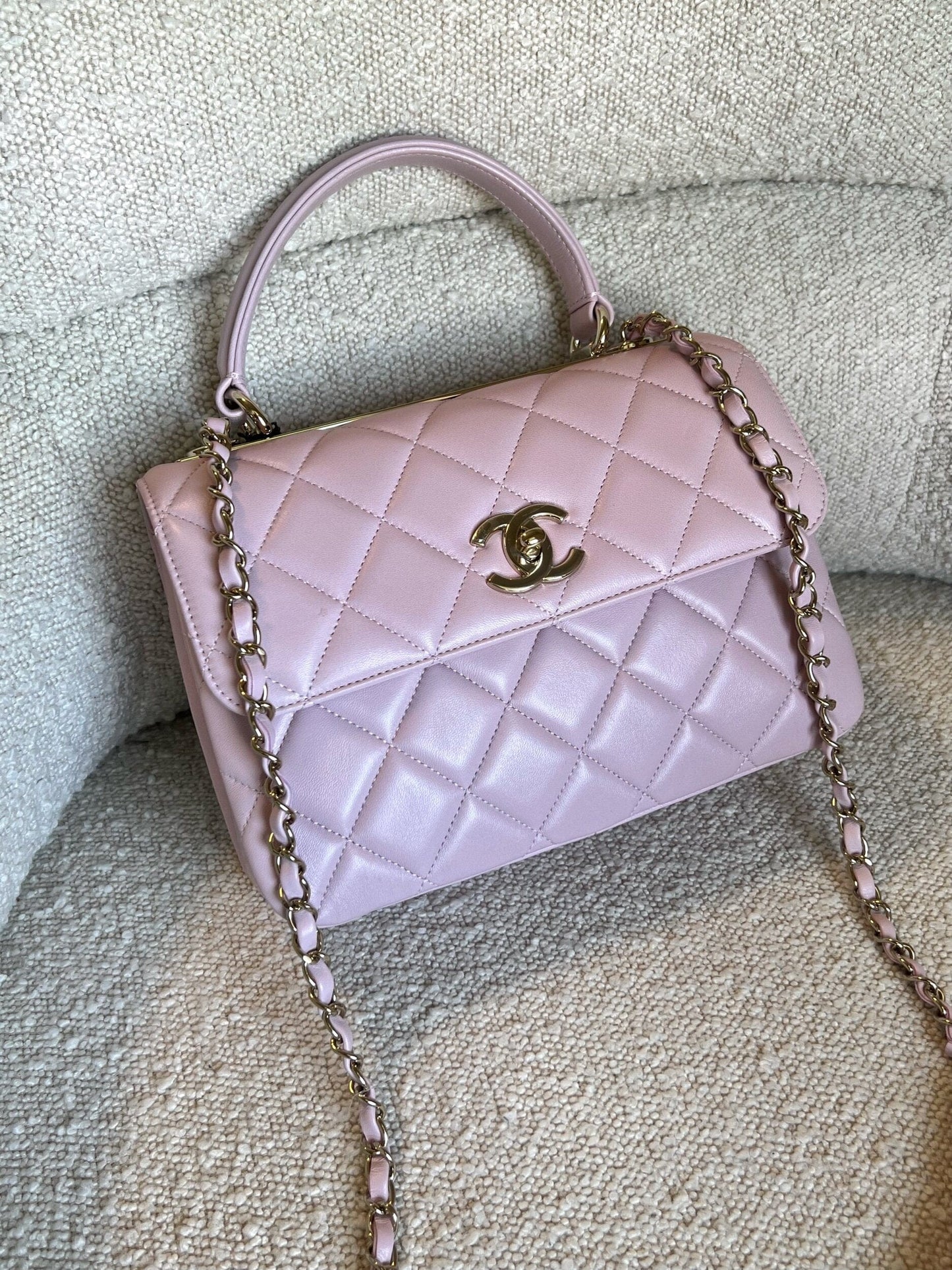 Chanel 21S Small Light Pink Lambskin Quilted Trendy CC LGHW