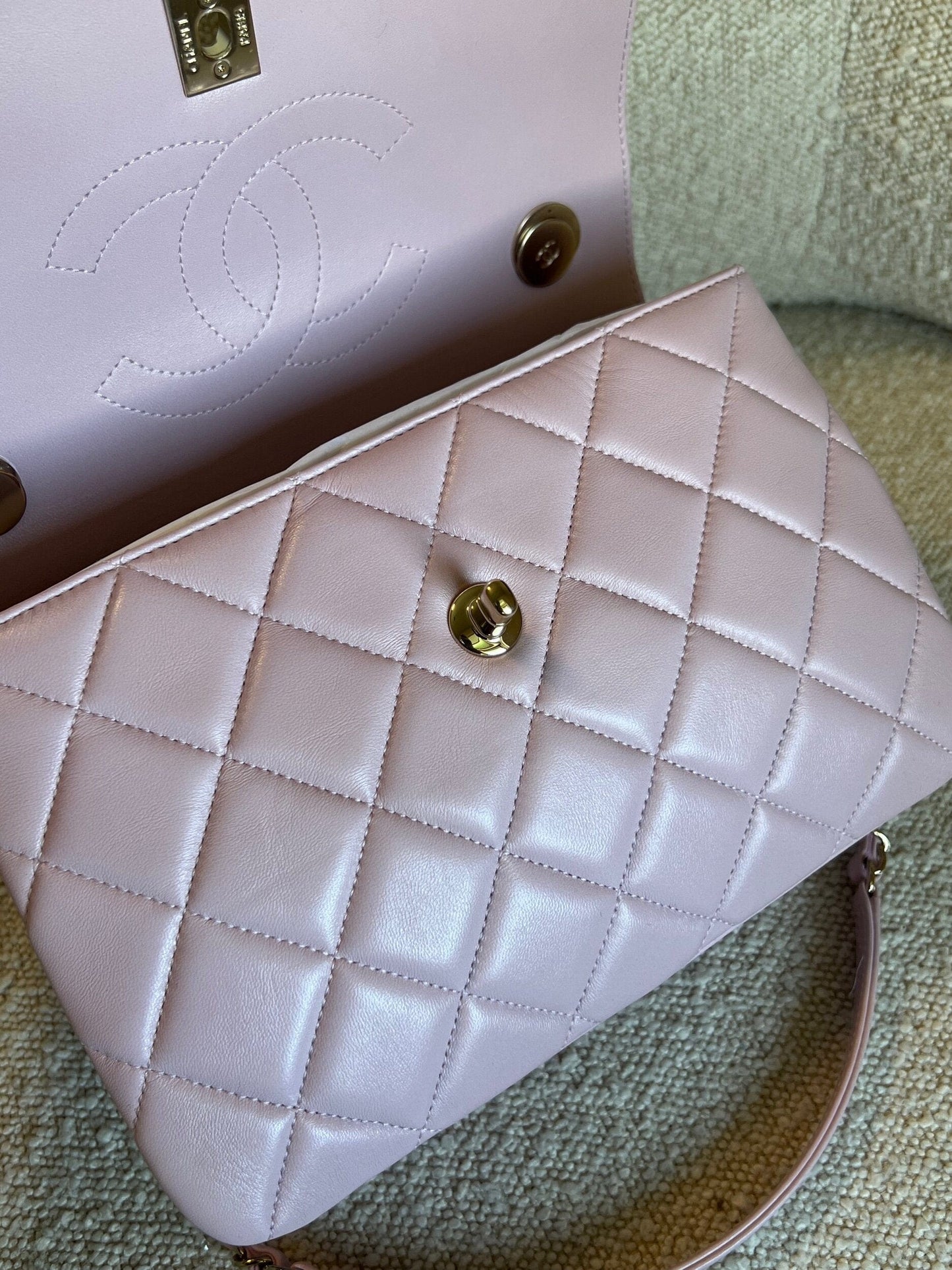 Chanel 21S Small Light Pink Lambskin Quilted Trendy CC LGHW