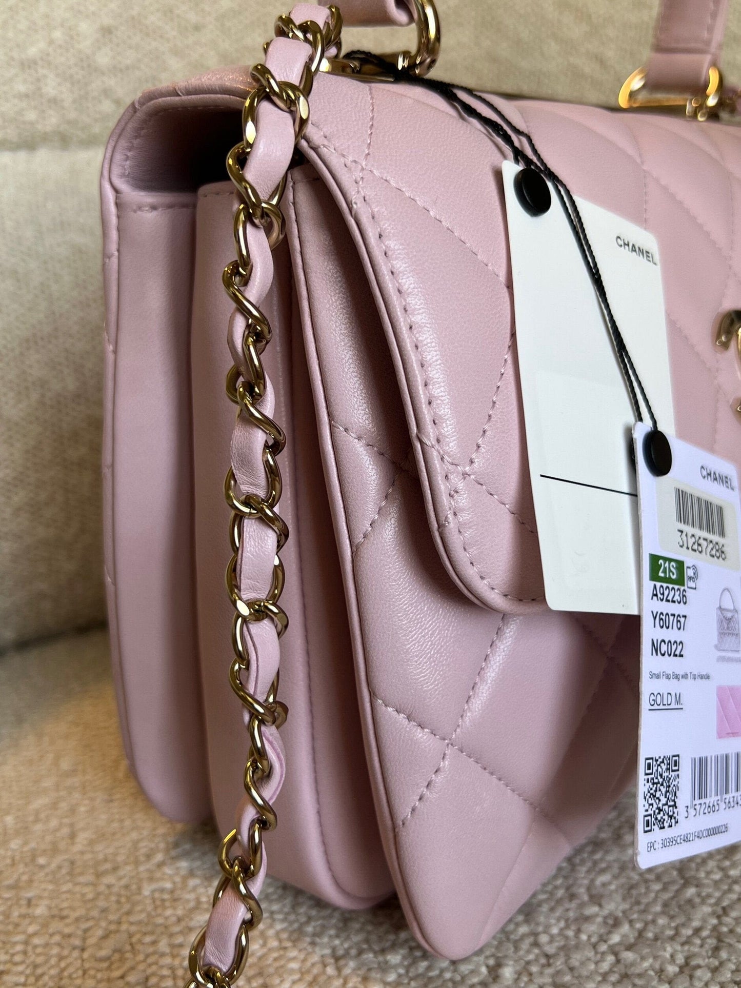 Chanel 21S Small Light Pink Lambskin Quilted Trendy CC LGHW