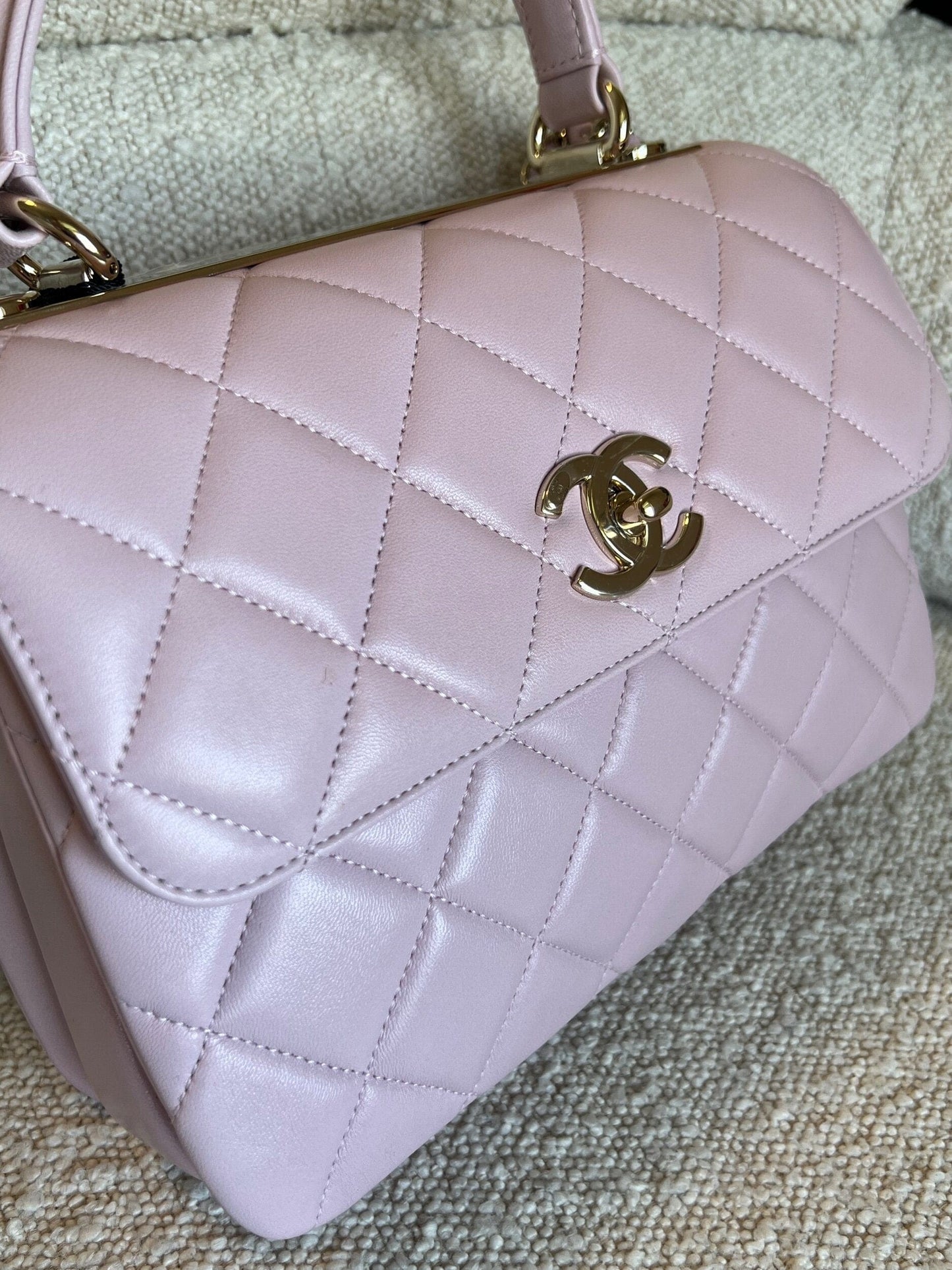 Chanel 21S Small Light Pink Lambskin Quilted Trendy CC LGHW