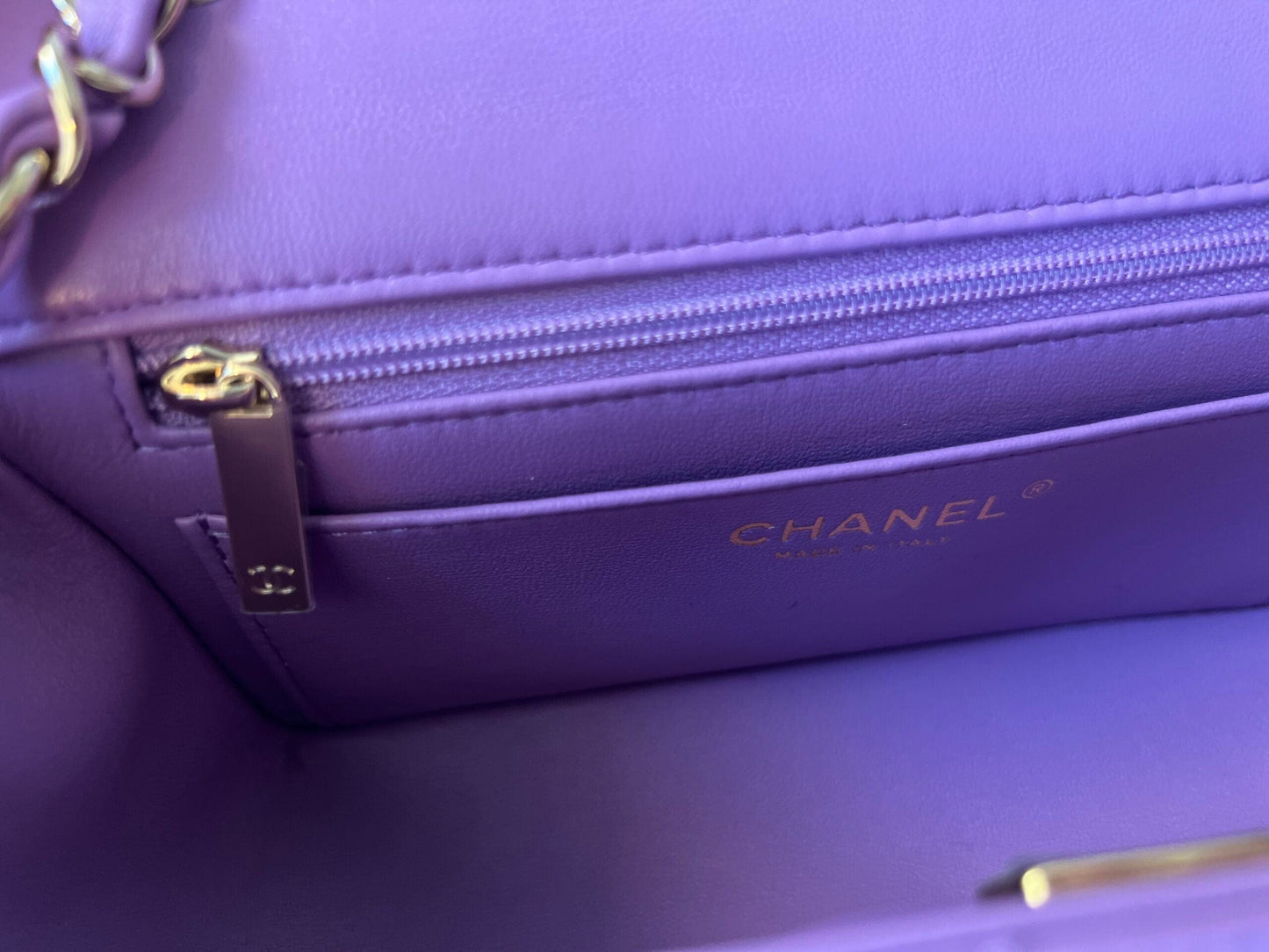 Chanel 22S Light Purple Lambskin Quilted Mini Rectangular Single Flap LGHW