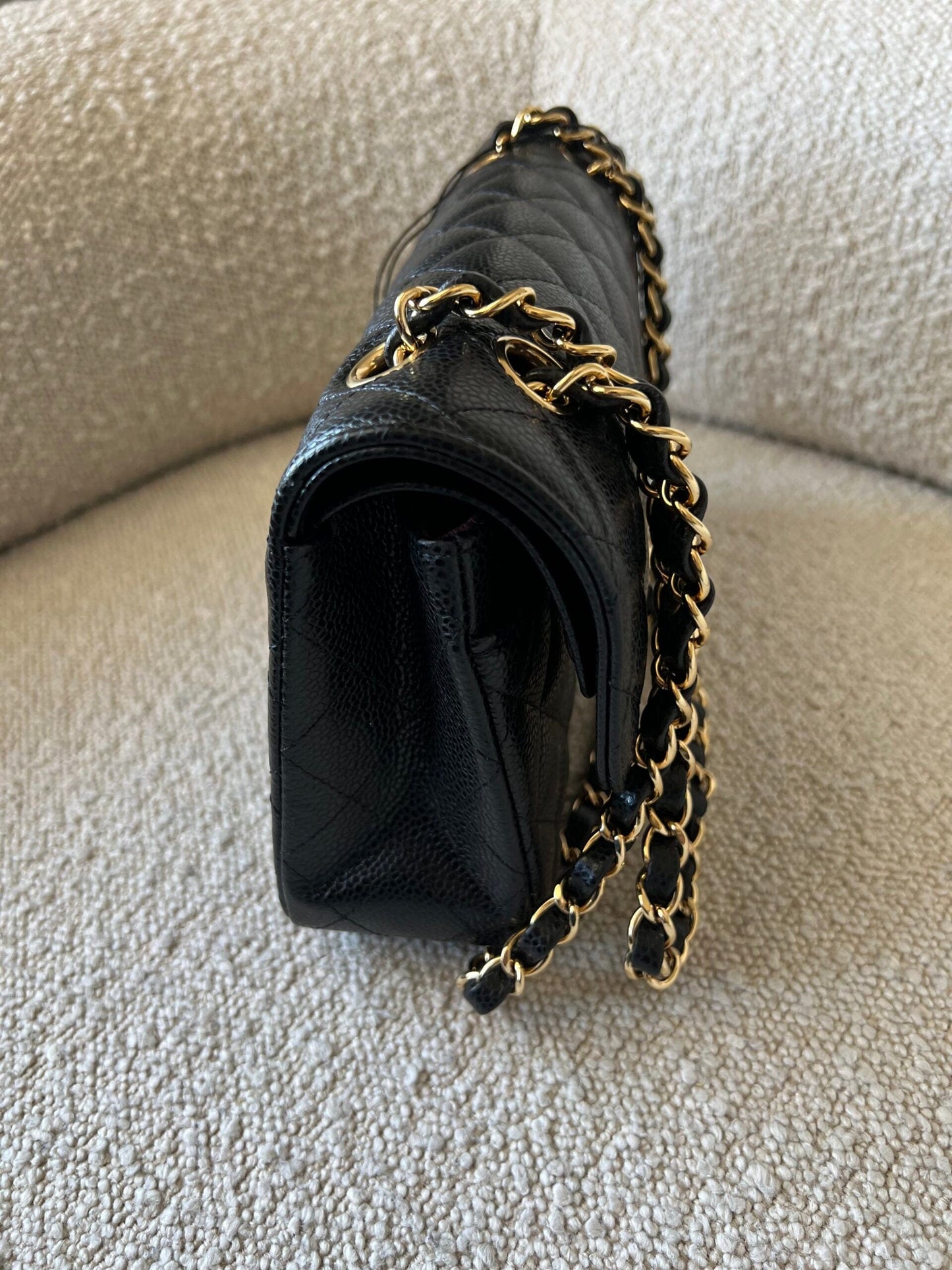 Chanel Black Caviar Quilted Classic Flap Small Gold Hardware