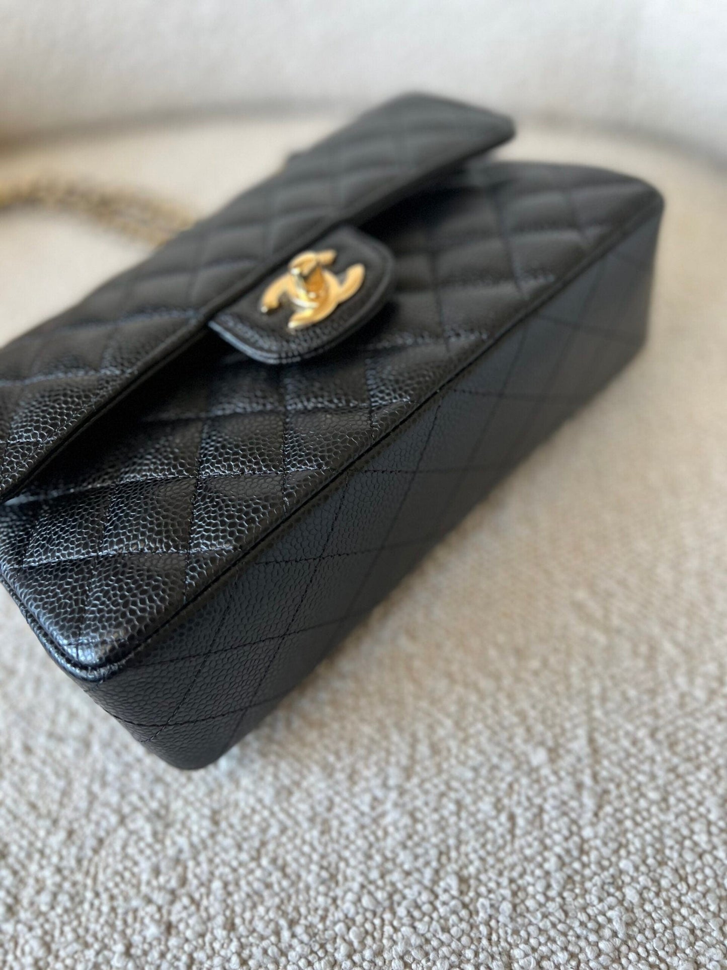 Chanel Black Caviar Quilted Classic Flap Small Gold Hardware