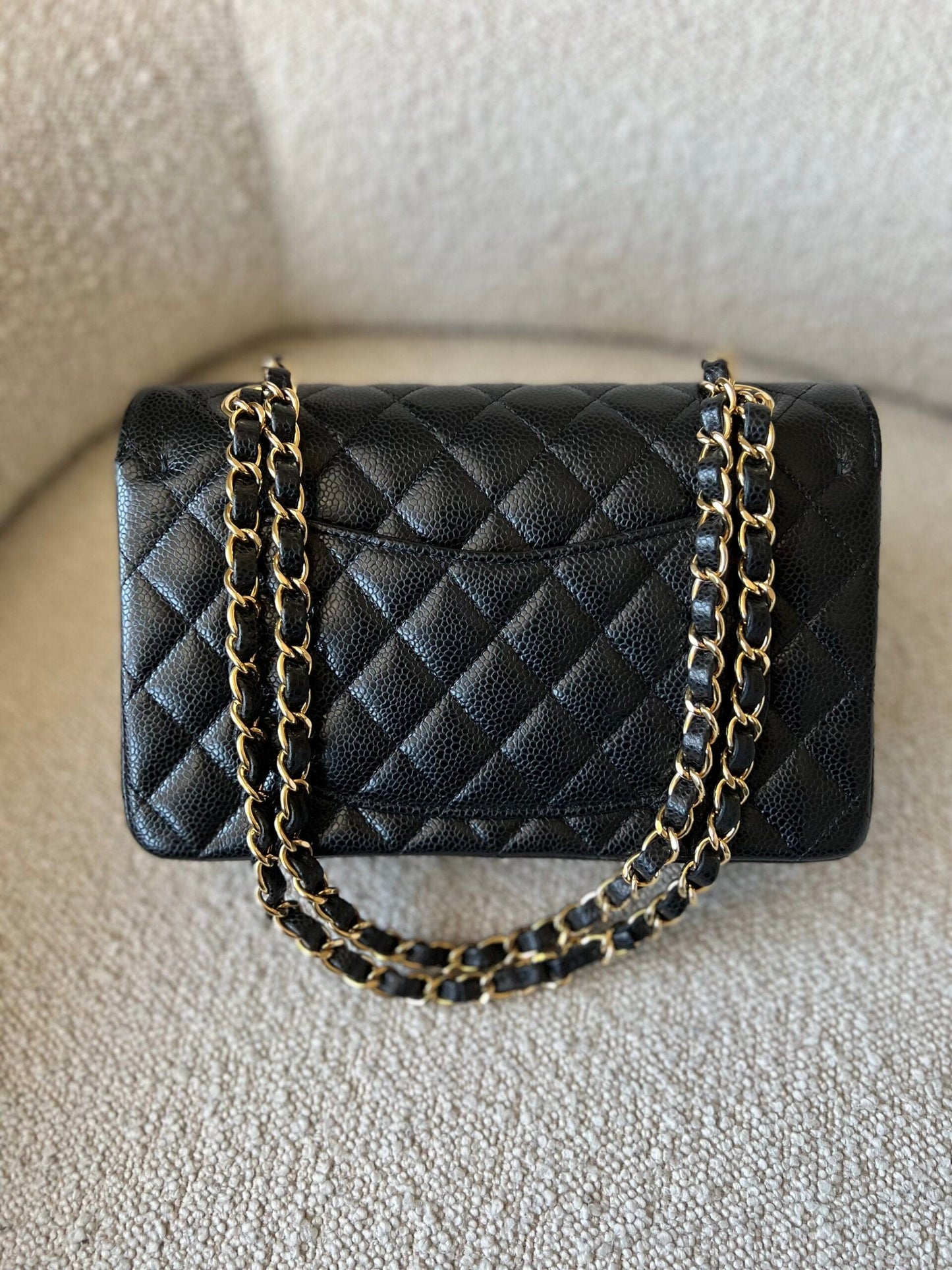 Chanel Black Caviar Quilted Classic Flap Small Gold Hardware