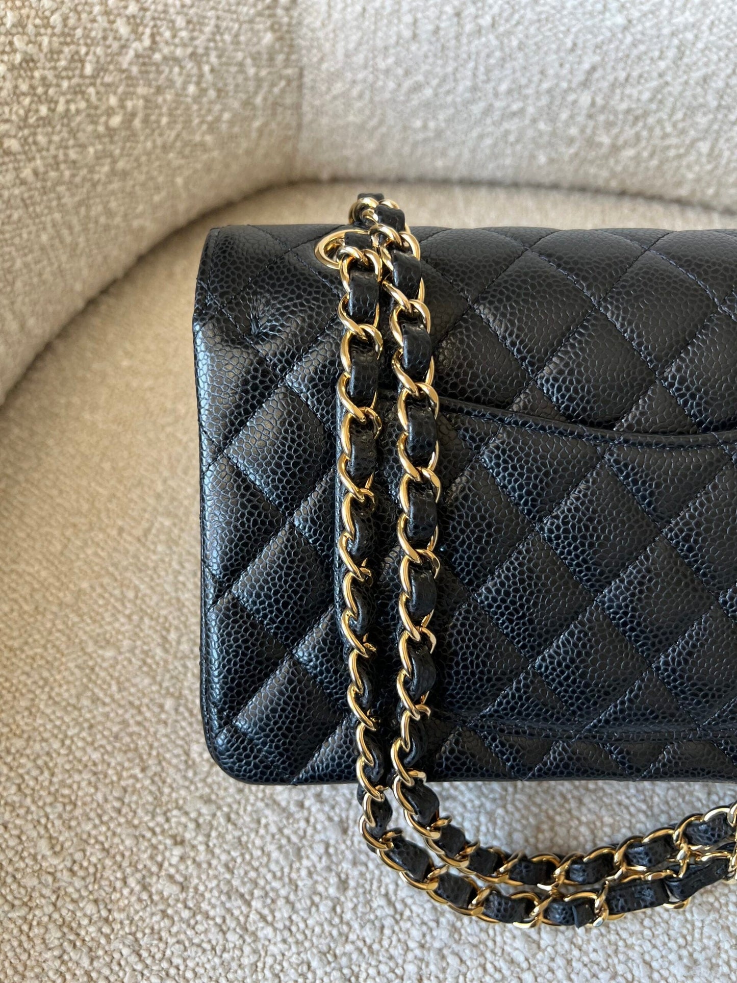 Chanel Black Caviar Quilted Classic Flap Small Gold Hardware