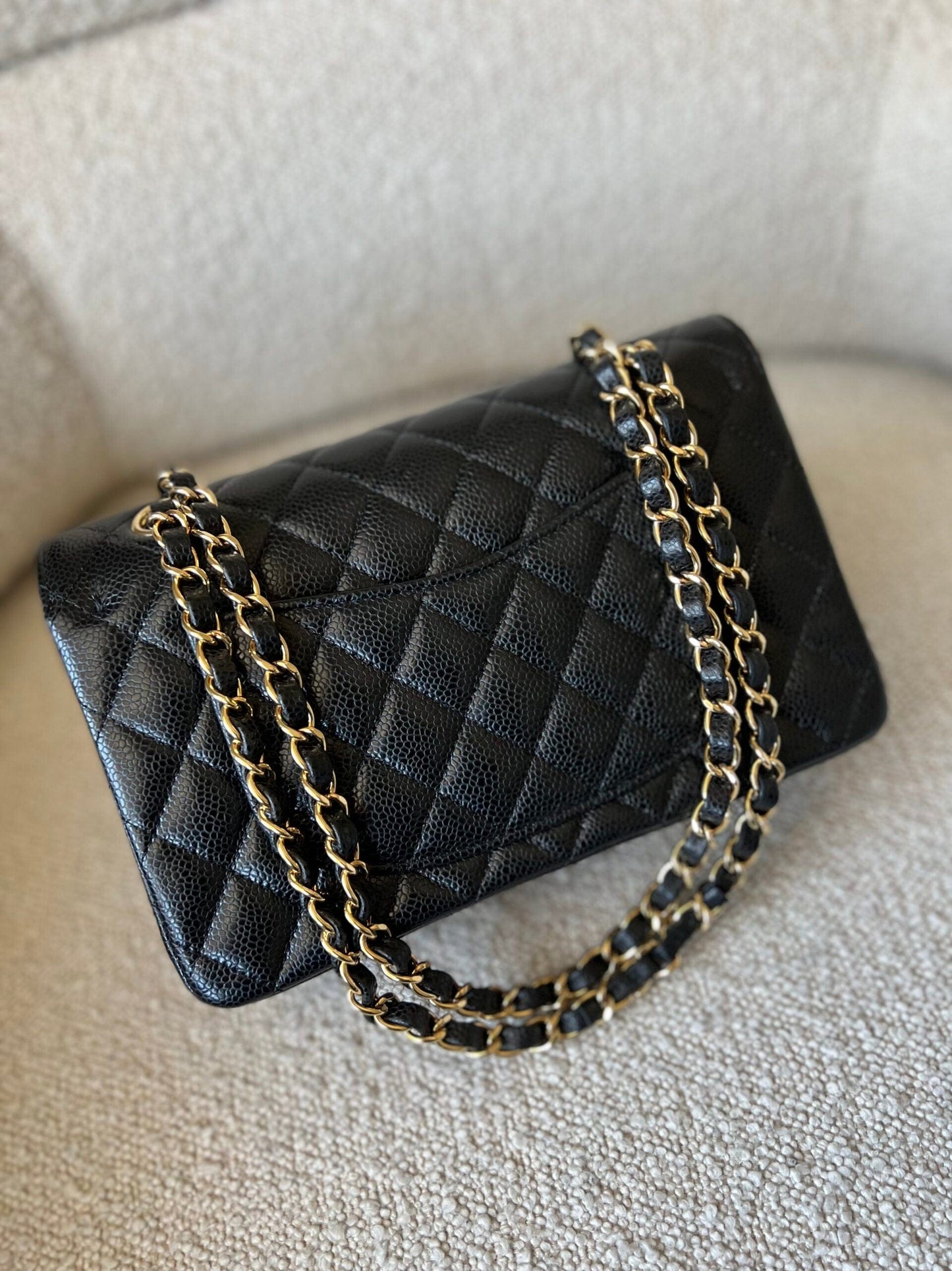 Chanel Black Caviar Quilted Classic Flap Small Gold Hardware