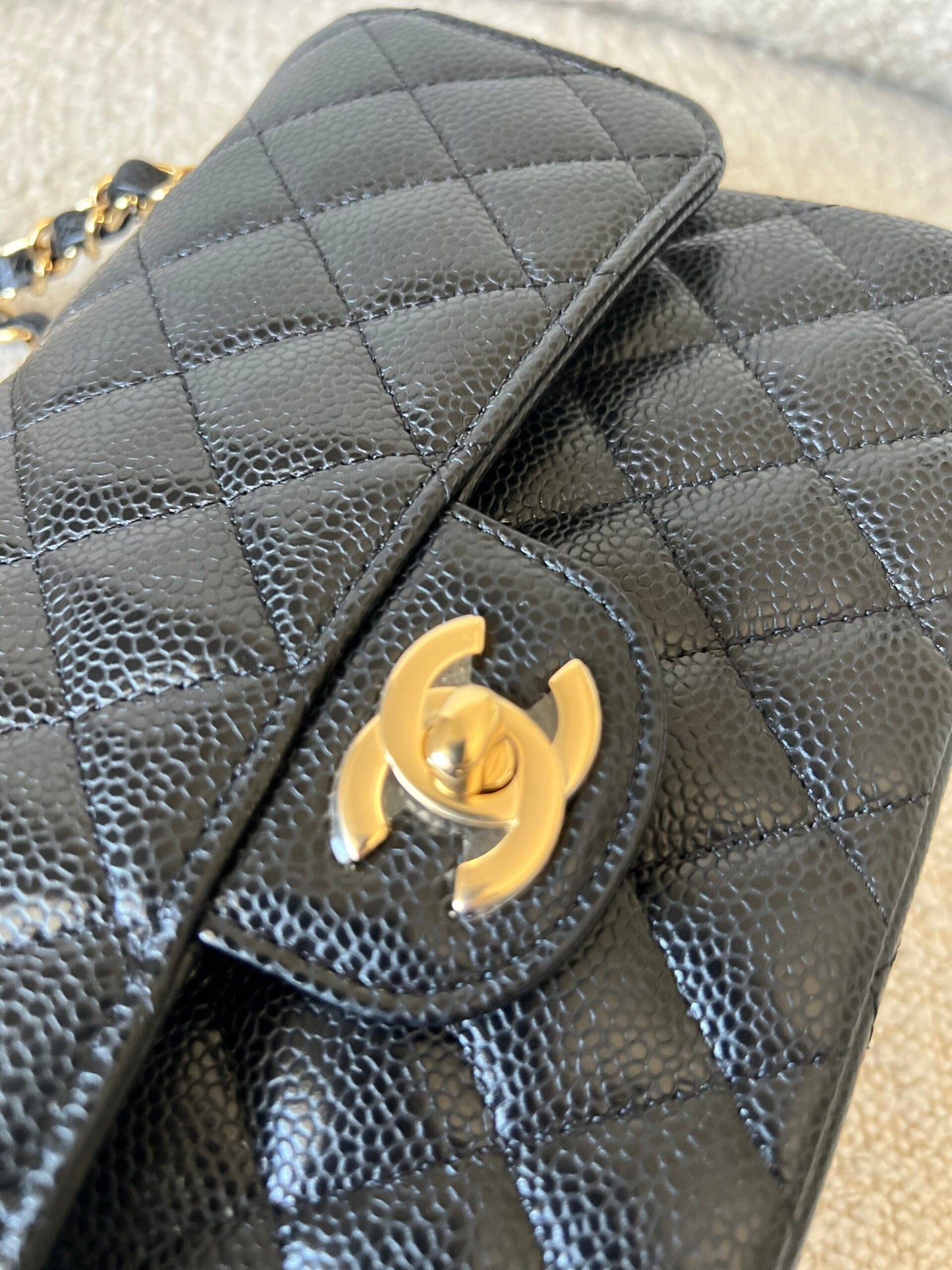 Chanel Black Caviar Quilted Classic Flap Small Gold Hardware