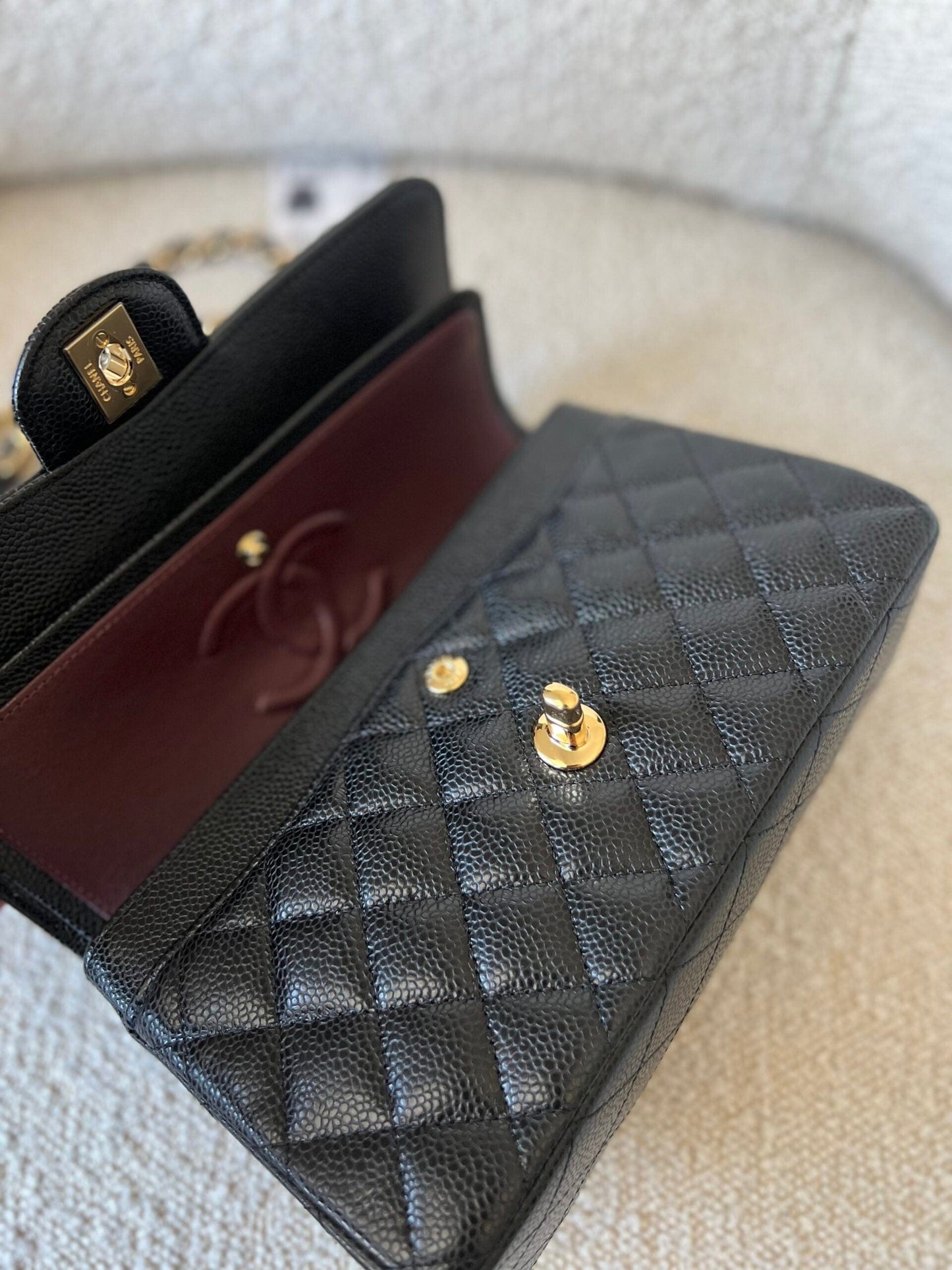 Chanel Black Caviar Quilted Classic Flap Small Gold Hardware