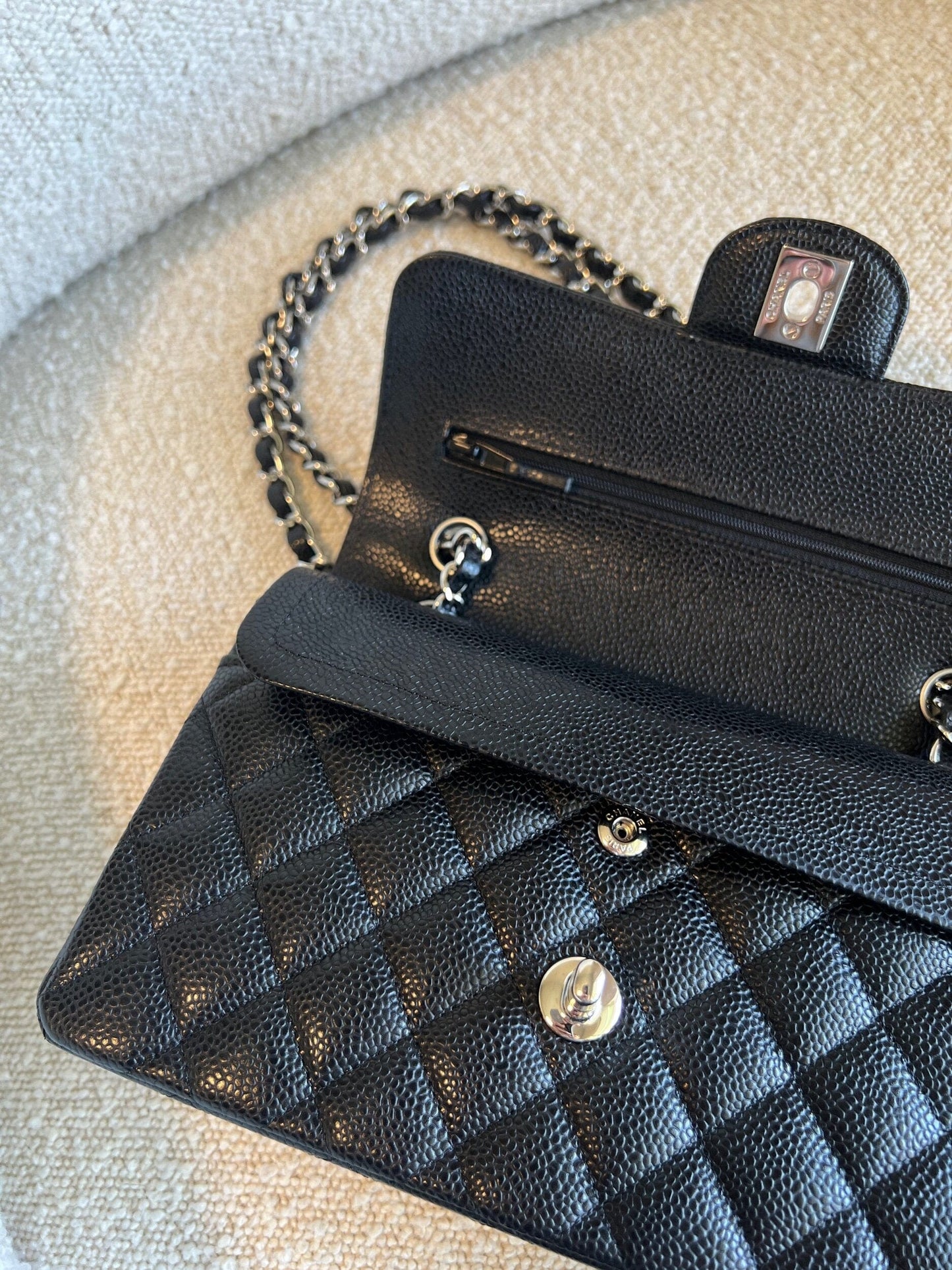 Chanel Black Caviar Quilted Classic Flap Small SHW