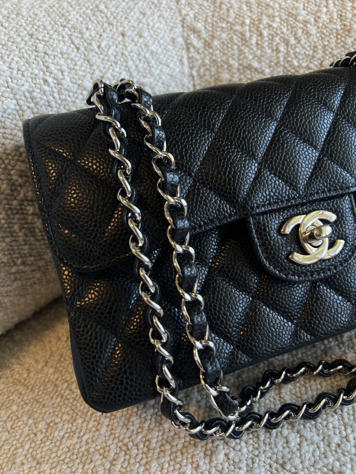 Chanel Black Caviar Quilted Classic Flap Small SHW