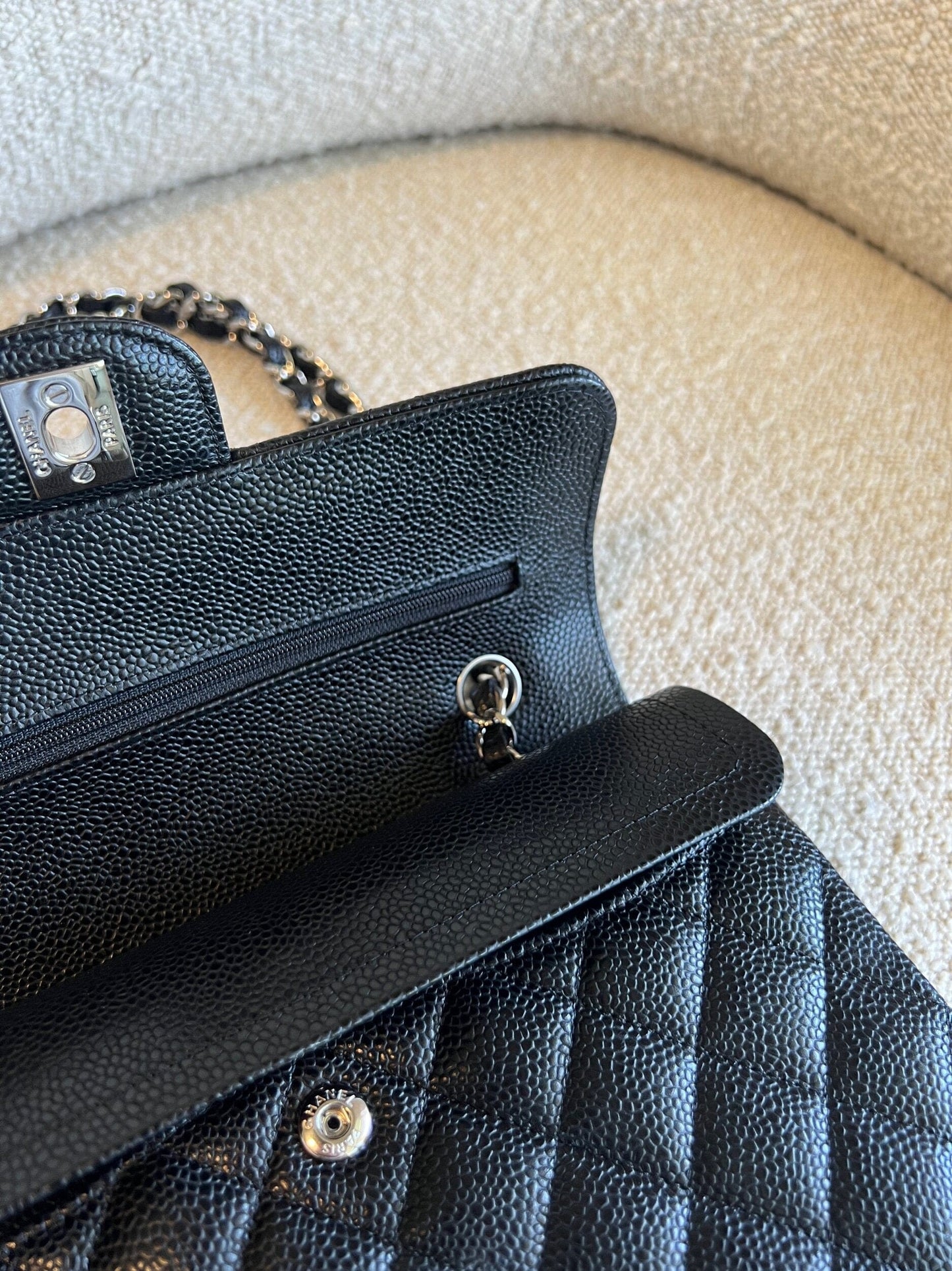 Chanel Black Caviar Quilted Classic Flap Small SHW