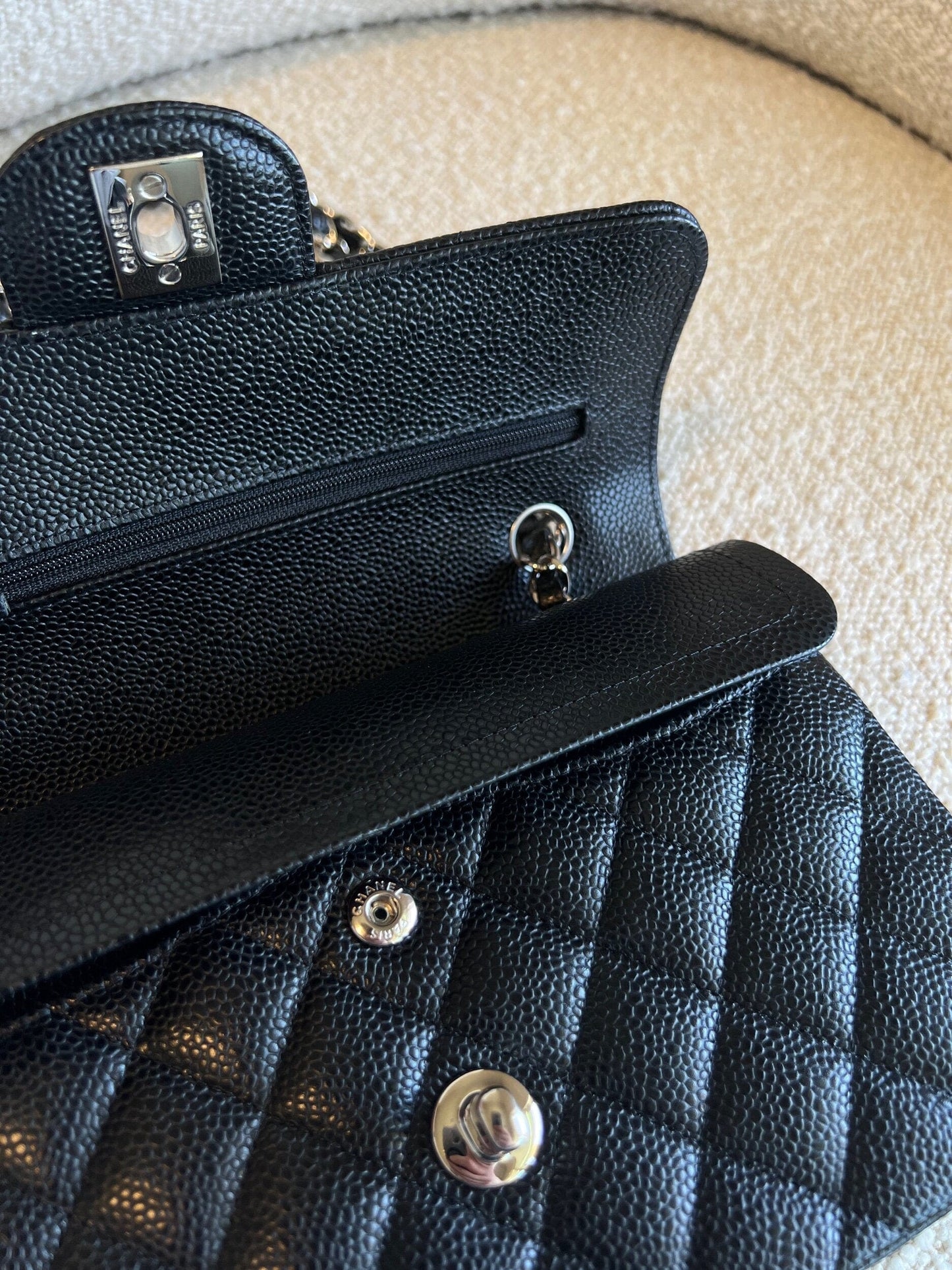 Chanel Black Caviar Quilted Classic Flap Small SHW