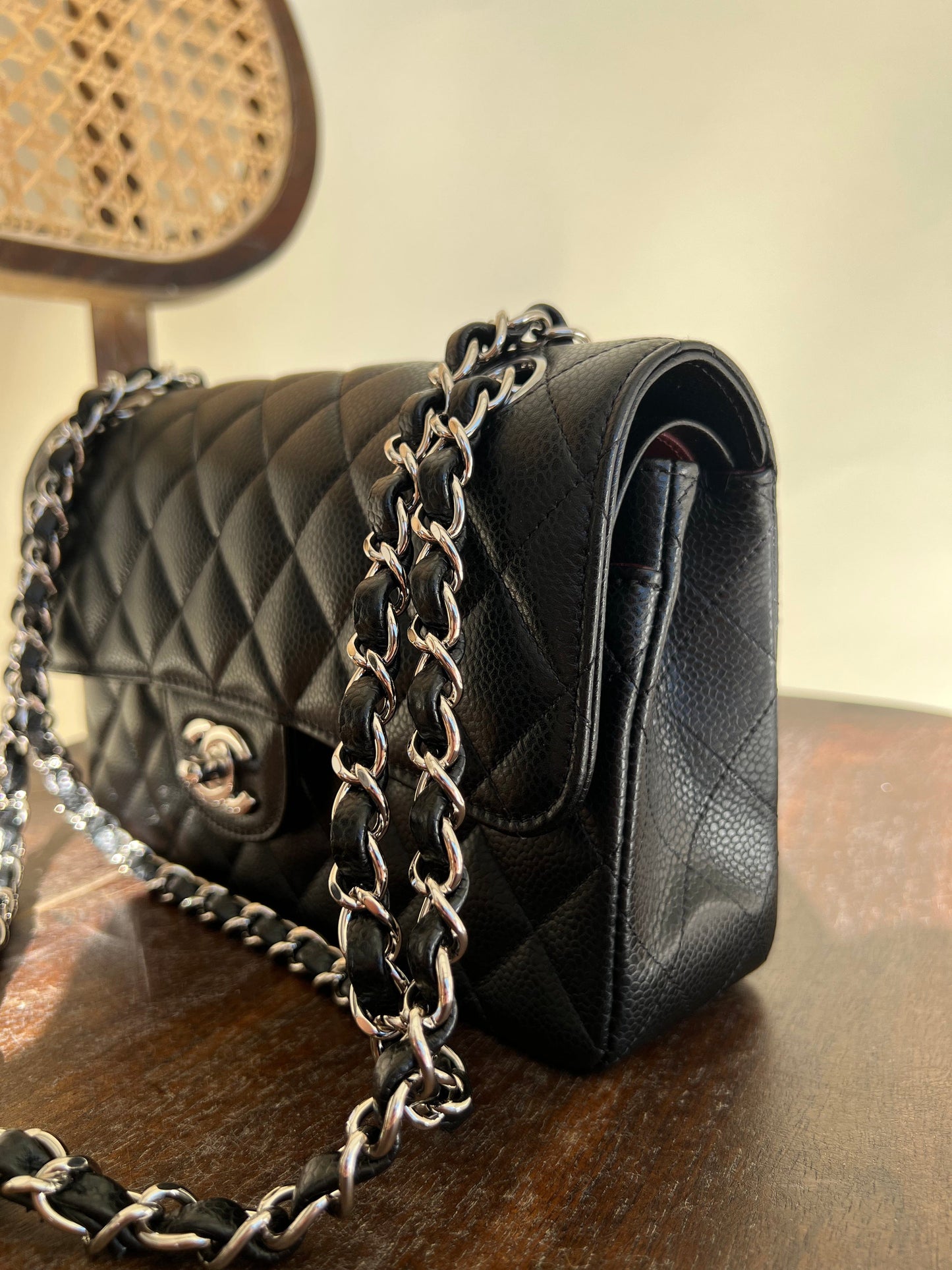 Chanel Black Caviar Quilted Classic Flap Small SHW