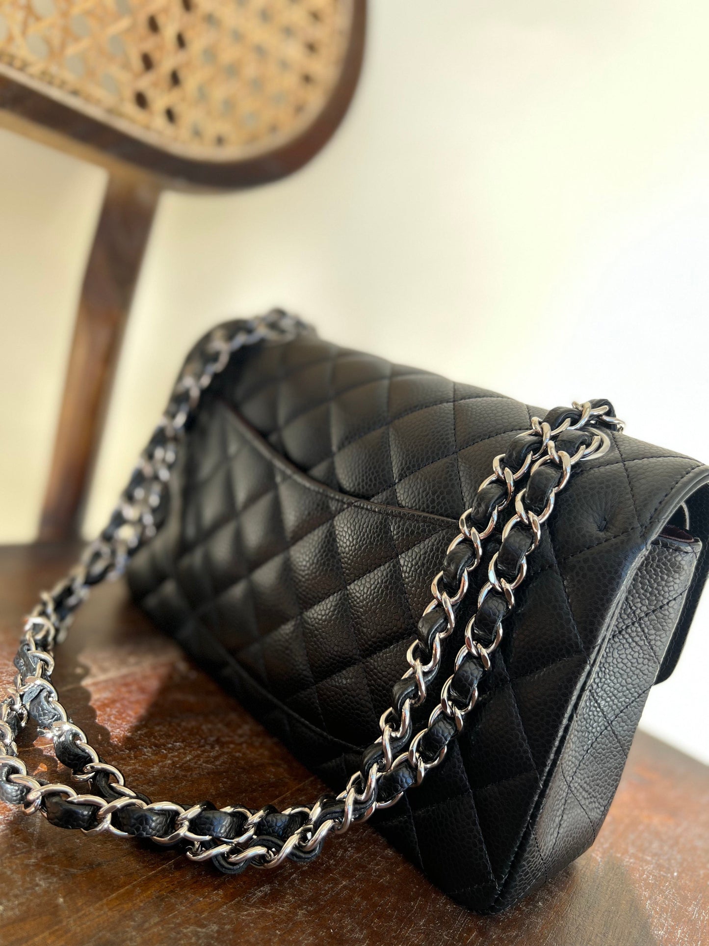 Chanel Black Caviar Quilted Classic Flap Small SHW