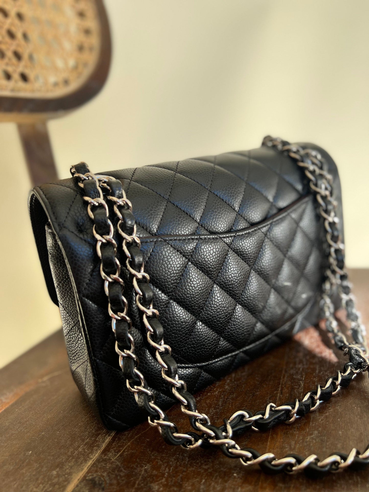 Chanel Black Caviar Quilted Classic Flap Small SHW